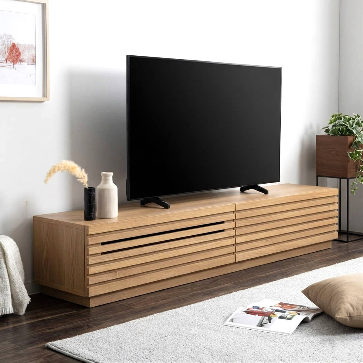 テレビ台 幅180cm ローボード リモコン対応 木目調 完成品 （ TV台