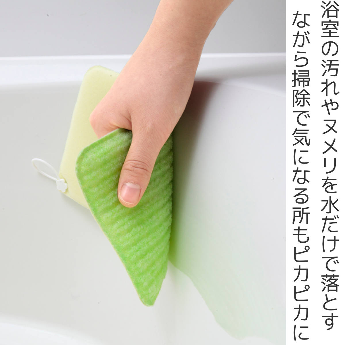 バススポンジ 2個入 2色組 バス用びっくりピカピカクリーナー びっくりフレッシュ ( 風呂掃除 スポンジ 薄い 水だけでOK 水アカ 擦り洗い 日本製 バス用品 掃除用品 掃除グッズ )