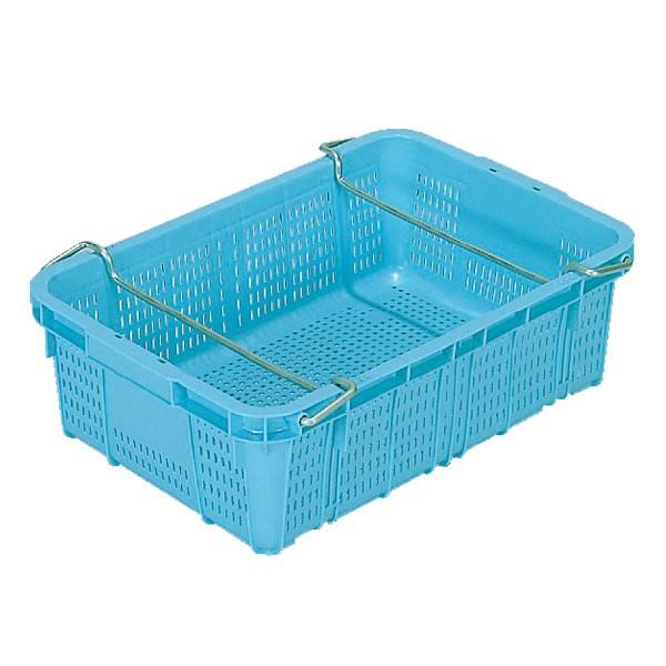 コンテナー 網目コンテナー ハンドル付 サンテナー 内容量30.4L ( コンテナ 水産 しらす用コンテナー しらす用 収穫 収納 ハンドル付き 省スペース 漁業 細アミ目 浅型 スタッキング 重ねられる コンパクト )