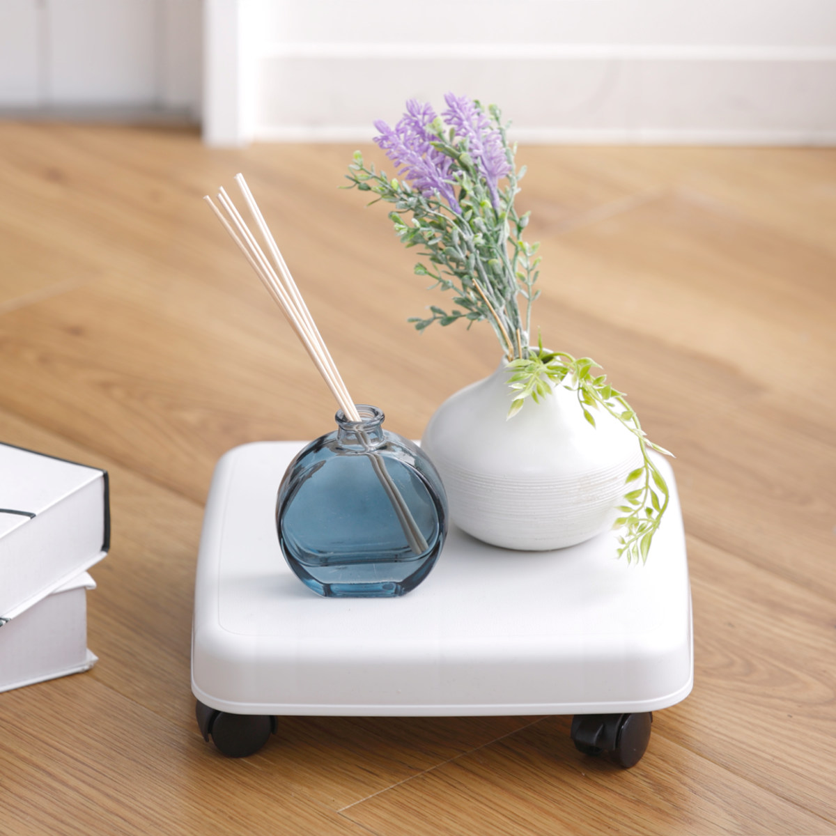 平台車 S キャスター付き 家庭用 押入れ ラクゴロ 日本製 ( ホームキャリー キャリーカート 家庭用台車 キャリー 台車 キャリーワゴン キャリー台車 小型 置台 軽量 シンプル ストッパー付き ) 【ホワイトグレー】 ホワイトグレー