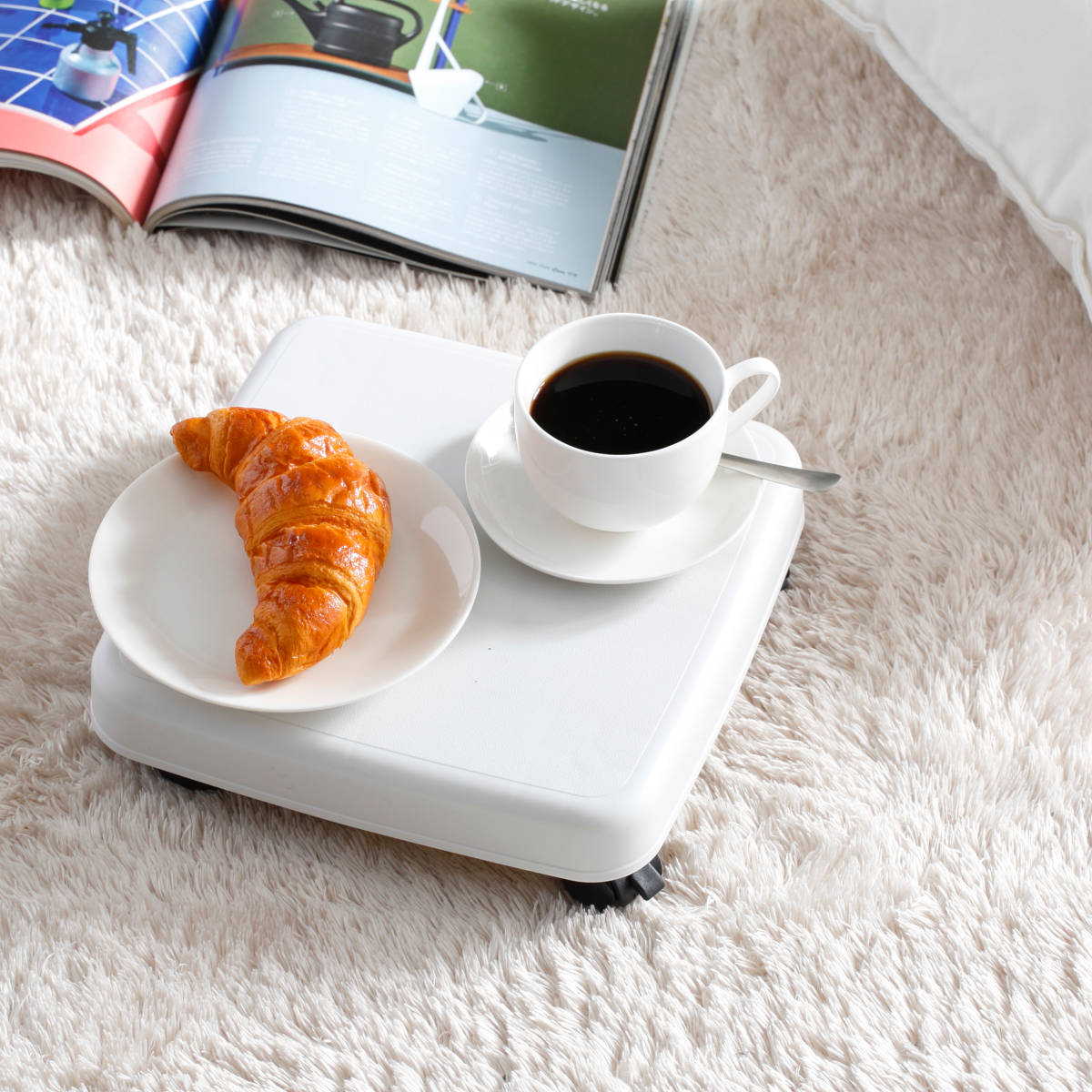 平台車 S キャスター付き 家庭用 押入れ ラクゴロ 日本製 ( ホームキャリー キャリーカート 家庭用台車 キャリー 台車 キャリーワゴン キャリー台車 小型 置台 軽量 シンプル ストッパー付き ) 【ホワイトグレー】 ホワイトグレー