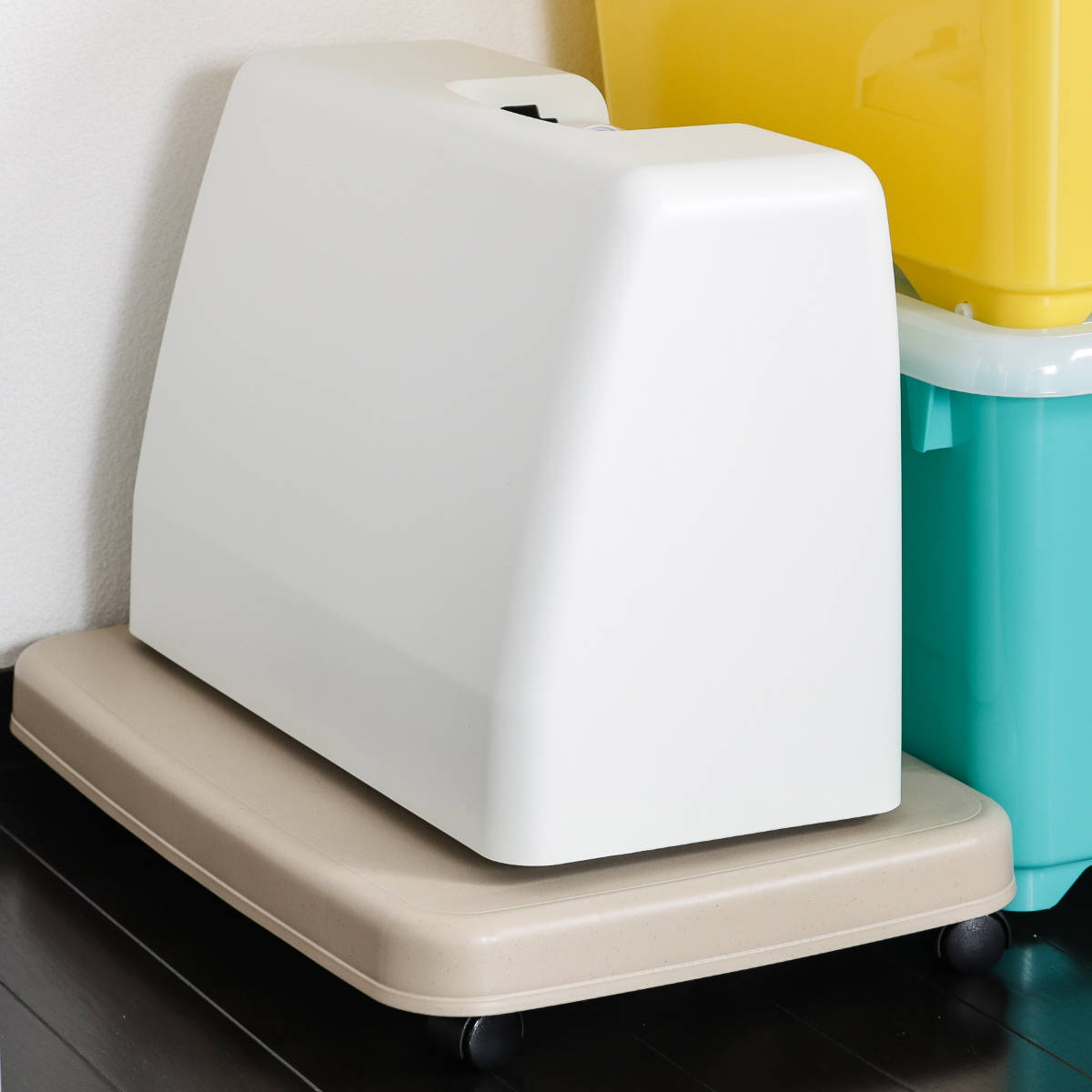 平台車 LL キャスター付き 家庭用 押入れ ラクゴロ 日本製 ( ホームキャリー キャリーカート 家庭用台車 キャリー 台車 キャリーワゴン キャリー台車 小型 置台 軽量 シンプル ストッパー付き ) 【ホワイトグレー】 ホワイトグレー