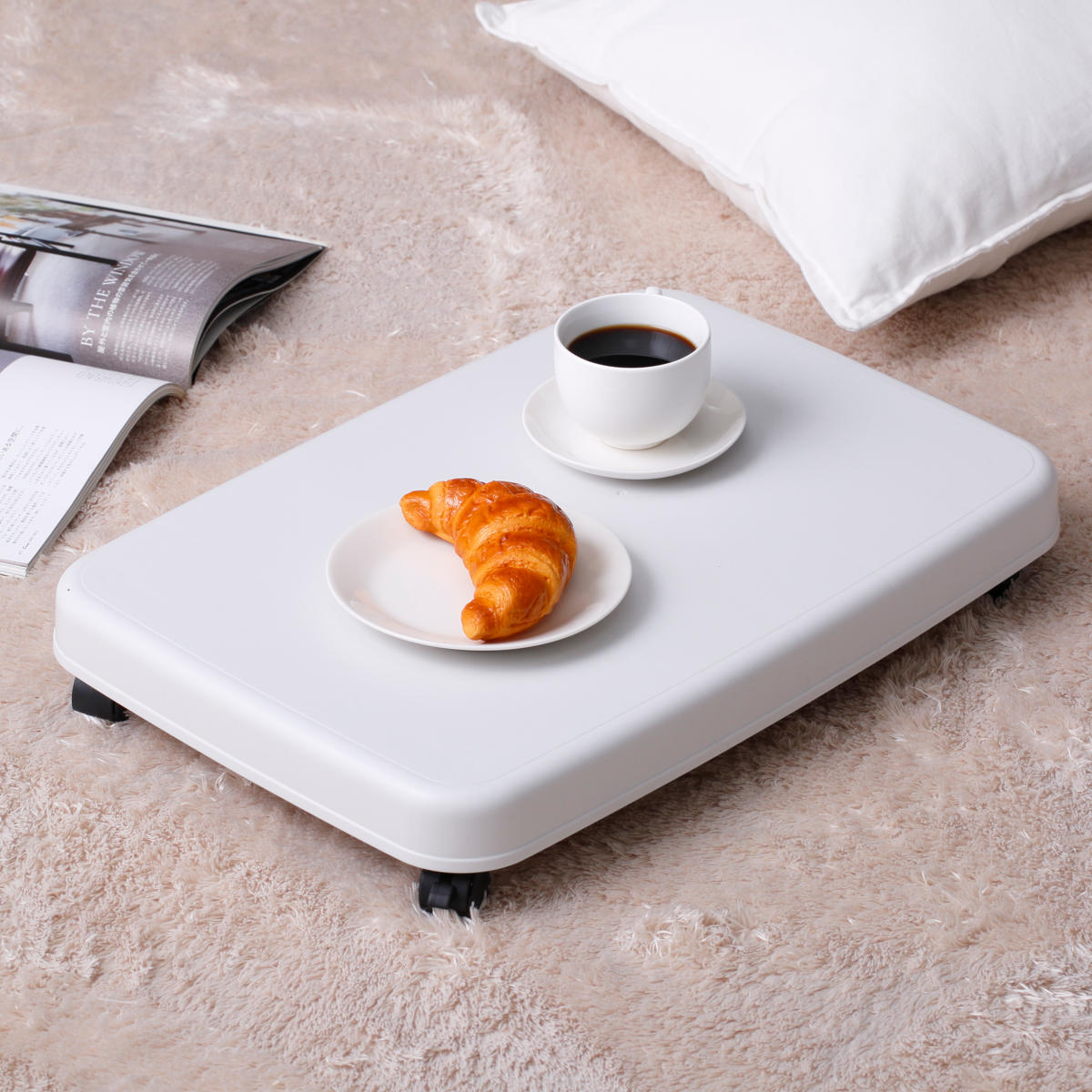 平台車 LL キャスター付き 家庭用 押入れ ラクゴロ 日本製 ( ホームキャリー キャリーカート 家庭用台車 キャリー 台車 キャリーワゴン キャリー台車 小型 置台 軽量 シンプル ストッパー付き ) 【ホワイトグレー】 ホワイトグレー