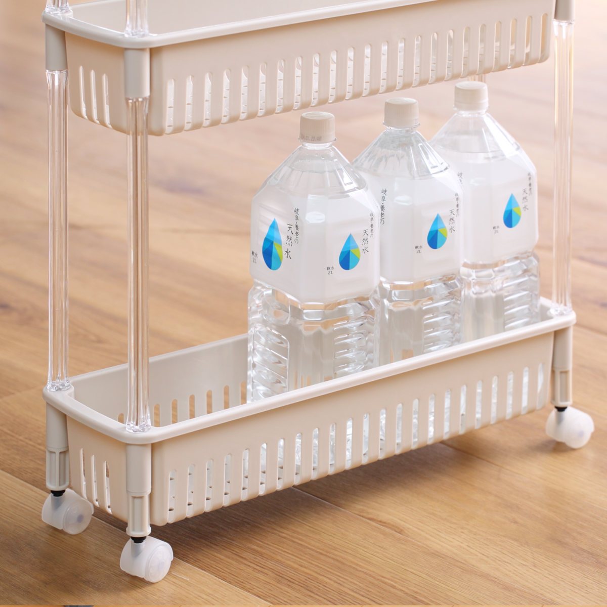 キッチンワゴン ルーチェワゴン 4段 幅15.2cm 奥行49.9cm 高さ87.4cm ( キャスター付き 天板付き キッチンストッカー 日本製 マルチワゴン キッチンラック ワゴン ラック 収納 ワゴン収納 バスケットワゴン キッチン 洗面所 四段 ) 【ホワイト】 ホワイト