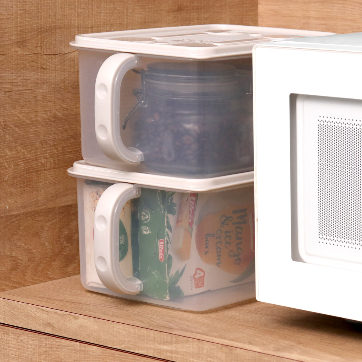 キッチン 収納ケース 整理ストッカー 小 ( 取っ手付き キッチンストッカー 整理ケース 吊戸棚収納 吊戸棚 戸棚収納 吊り戸棚 収納 パントリー収納 日本製 収納BOX 収納ボックス プラスチック 整理 片付け )