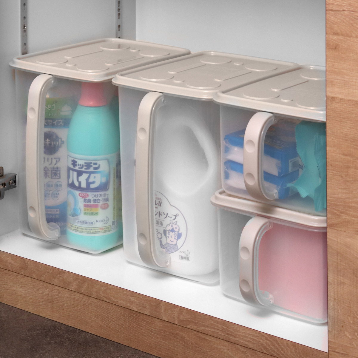キッチン 収納ケース 整理ストッカー 小 ( 取っ手付き キッチンストッカー 整理ケース 吊戸棚収納 吊戸棚 戸棚収納 吊り戸棚 収納 パントリー収納 日本製 収納BOX 収納ボックス プラスチック 整理 片付け )