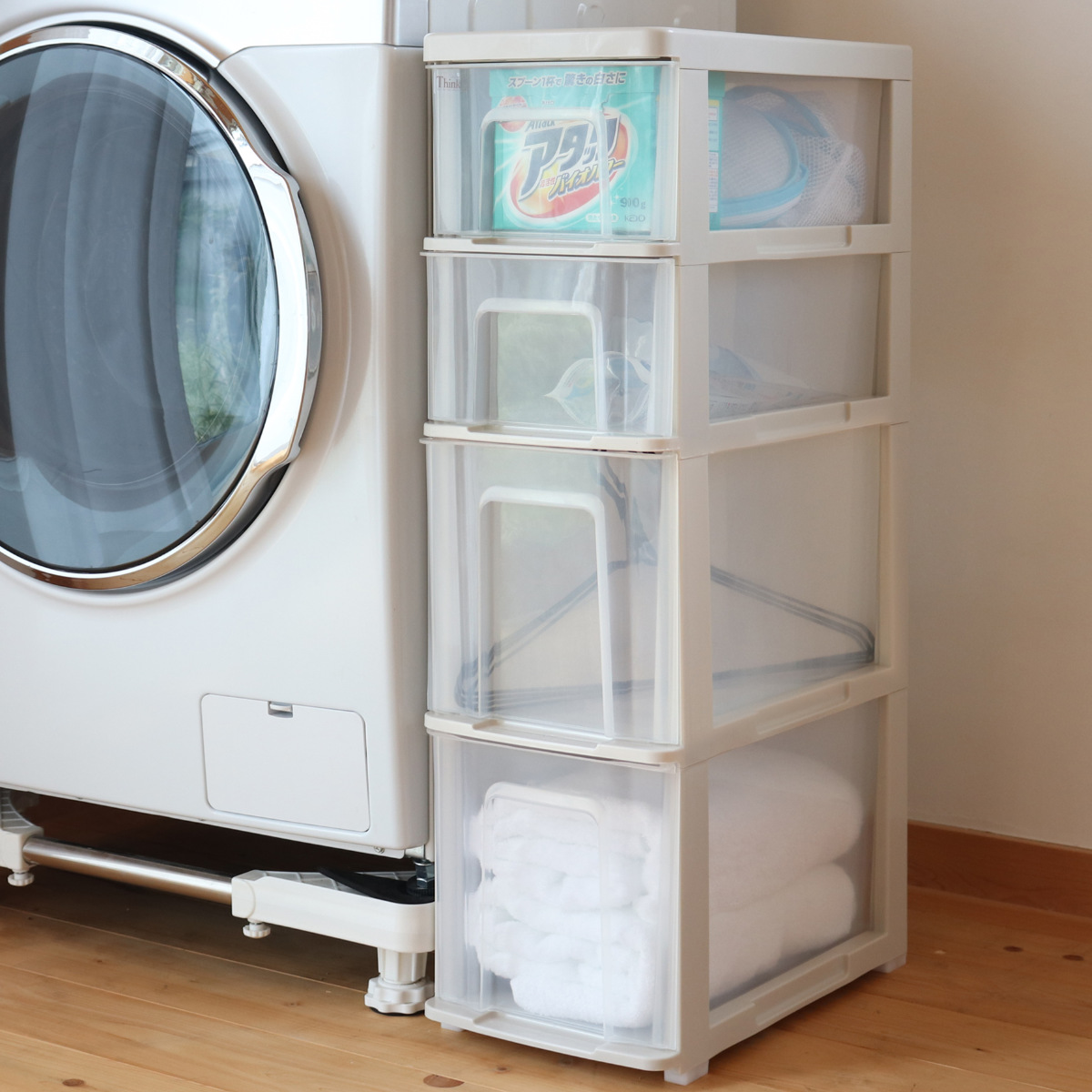 キッチンストッカー シンクスリム 幅22cm 4段 ( キャスター付き スリム 日本製 隙間収納 すき間収納 キッチンラック キッチン 収納 ワゴン ラック 洗面所収納 ランドリー収納 キッチン収納 引出し )