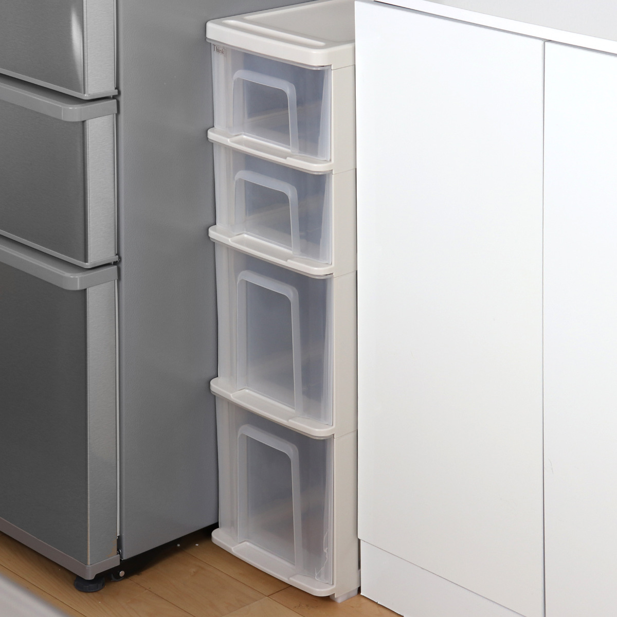 キッチンストッカー シンクスリム 幅22cm 4段 ( キャスター付き スリム 日本製 隙間収納 すき間収納 キッチンラック キッチン 収納 ワゴン ラック 洗面所収納 ランドリー収納 キッチン収納 引出し )