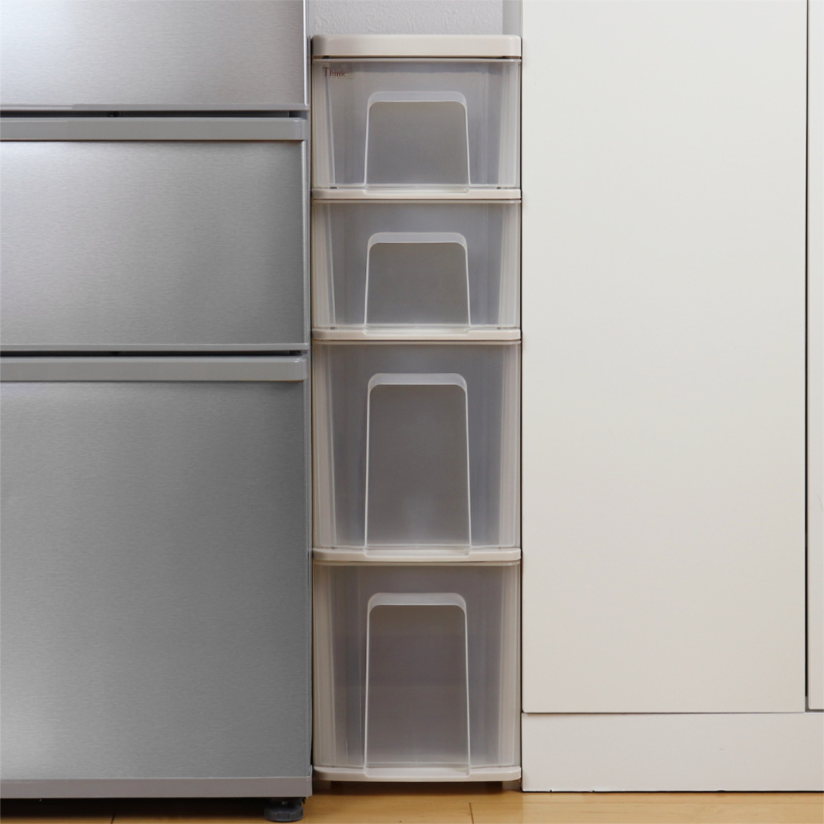 キッチンストッカー シンクスリム 幅22cm 4段 ( キャスター付き スリム 日本製 隙間収納 すき間収納 キッチンラック キッチン 収納 ワゴン ラック 洗面所収納 ランドリー収納 キッチン収納 引出し )