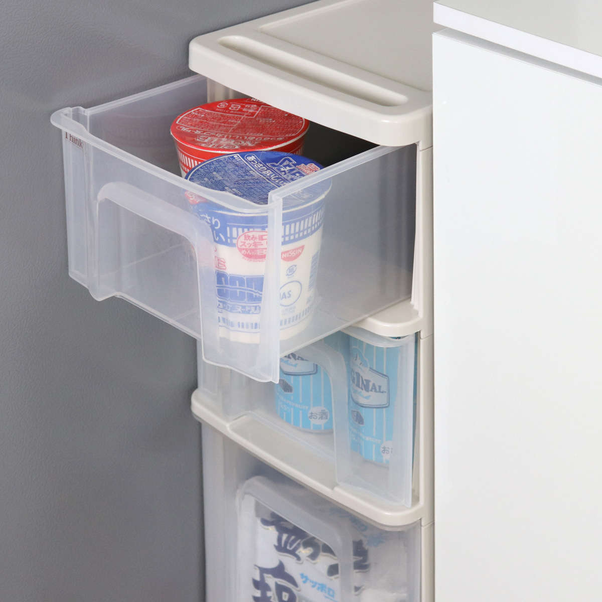 キッチンストッカー シンクスリム 幅22cm 4段 ( キャスター付き スリム 日本製 隙間収納 すき間収納 キッチンラック キッチン 収納 ワゴン ラック 洗面所収納 ランドリー収納 キッチン収納 引出し )