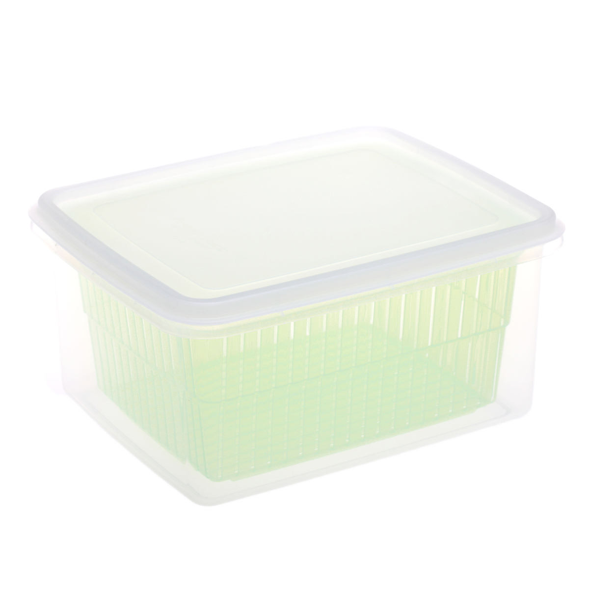 保存容器 5L ザル付きDパック ( ザル付き保存容器 プラスチック 野菜保存容器 フタ付き 野菜 冷蔵庫 日本製 角型 大容量 下ごしらえ 作り置き 野菜水切り 電子レンジ対応 冷蔵 水切り )