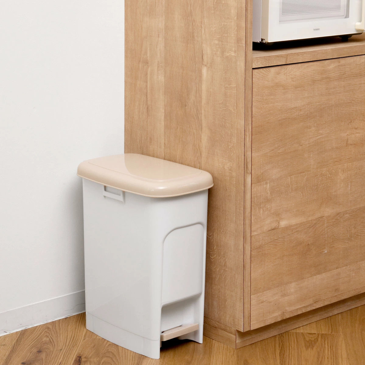 ゴミ箱 21.5L ペダルペール サイドポケット付き ( ごみ箱 21.5リットル ペダル式 スリム 省スペース ふた付き 分別 キッチン 袋止め付き 縦型 サイドポケット )