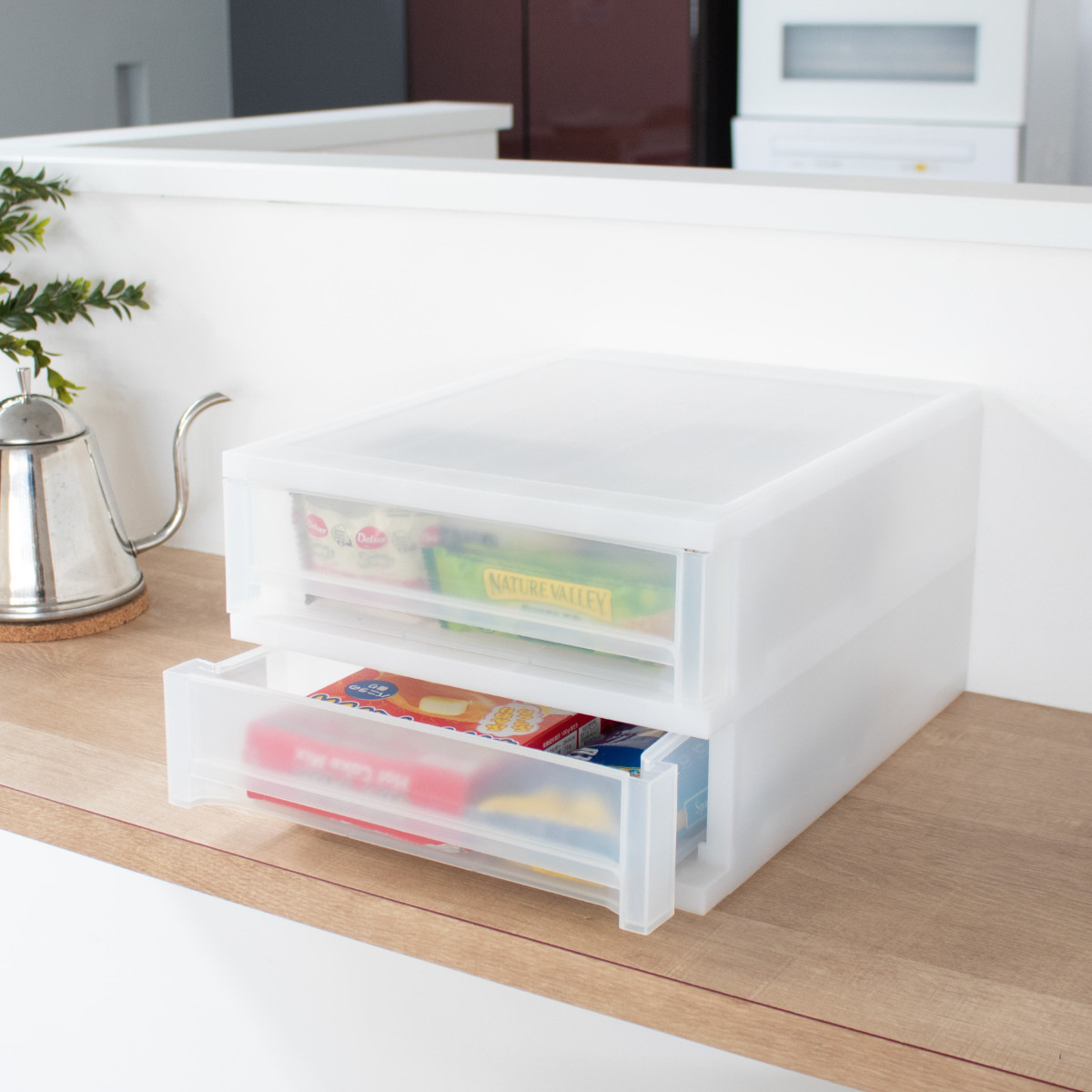 収納ケース 引出し Brio A4 浅型2段ケース 約幅27×奥行34.7×高さ18.5cm ( 収納ボックス 収納 プラスチック 小物収納 小物 積み重ね スタッキング 小物入れ 小物整理 書類 書類整理 デスク収納 仕切り付き 仕切り板 ) 【ブラウン】 ブラウン