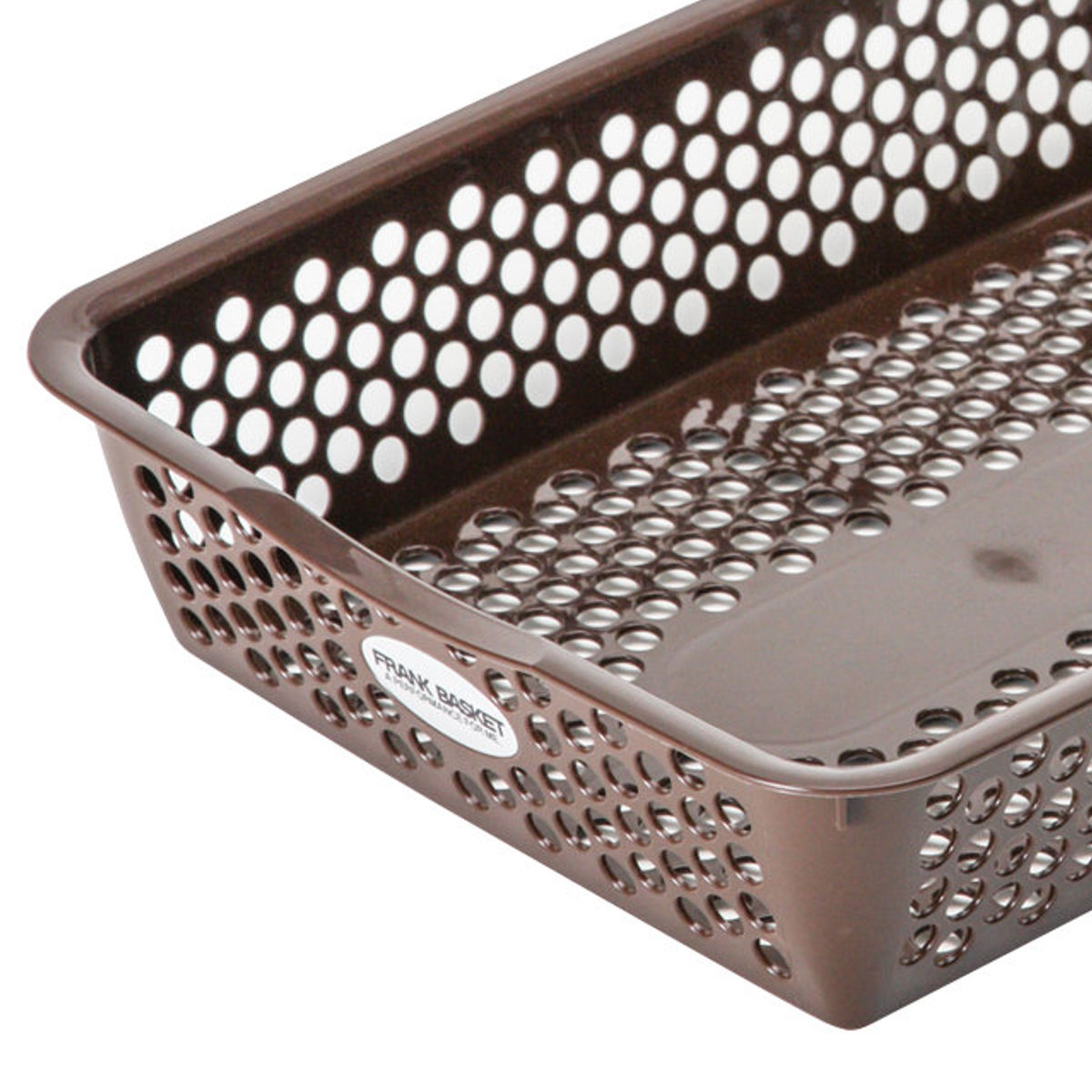 収納ケース バスケット フランクバスケット 小物収納 幅23.5×奥行30×高さ6.5cm ( プラスチック 収納 収納ボックス かご カゴ ストッカー 小物入れ 小物 通気性 日本製 リビング キッチン ランドリー ストック 水回り 水周り ) 【ブラウン】 ブラウン