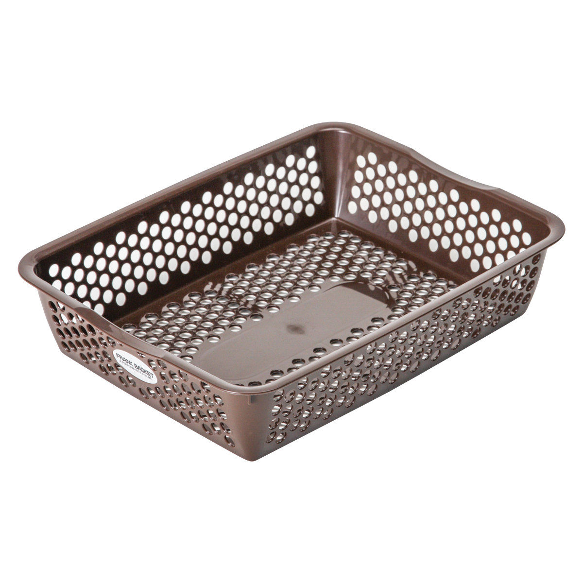 収納ケース バスケット フランクバスケット 小物収納 幅23.5×奥行30×高さ6.5cm ( プラスチック 収納 収納ボックス かご カゴ ストッカー 小物入れ 小物 通気性 日本製 リビング キッチン ランドリー ストック 水回り 水周り ) 【ブラウン】 ブラウン
