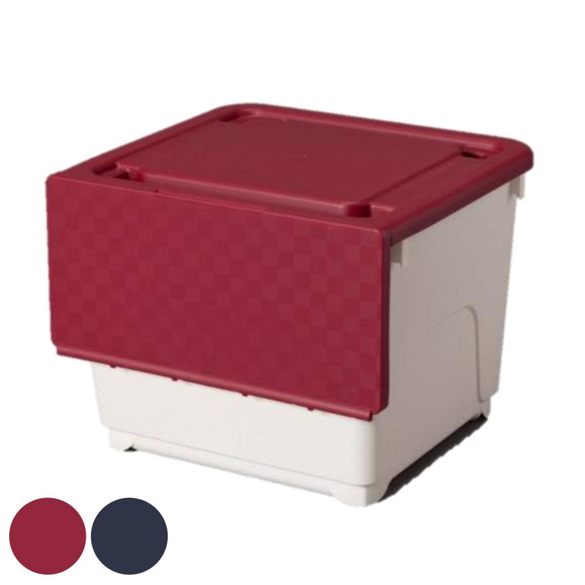 収納ボックス 前開き Bocca 深型 幅39×奥行36.5cm （ 収納 収納ケース ボックス フタ付き ストッカー 収納箱 ケース 衣類収納 衣装ケース クローゼット収納 ランドリー収納 積み重ね スタッキング ） 【ネイビー】