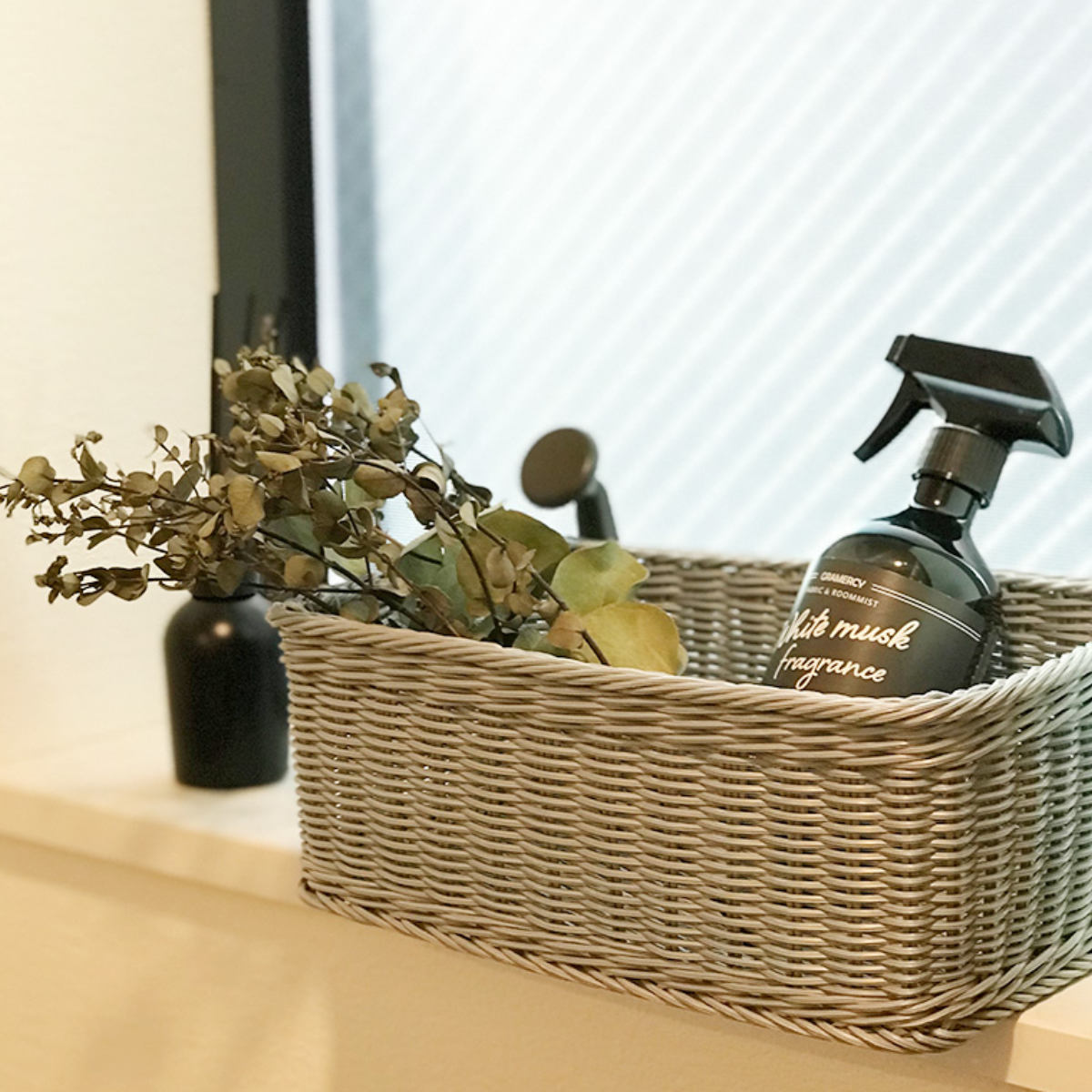 かご 洗える 抗菌素材 ドライヤー入れバスケット L KLEANE ( 手編み 収納 カゴ 水洗い 食洗機対応 レンジ対応 幅30×奥行20.5×高さ11cm 小物収納 収納かご キレーネ 小物入れ おしゃれ 丈夫 ハンドメイド リビング 洗面所 ) 【グレー】 グレー