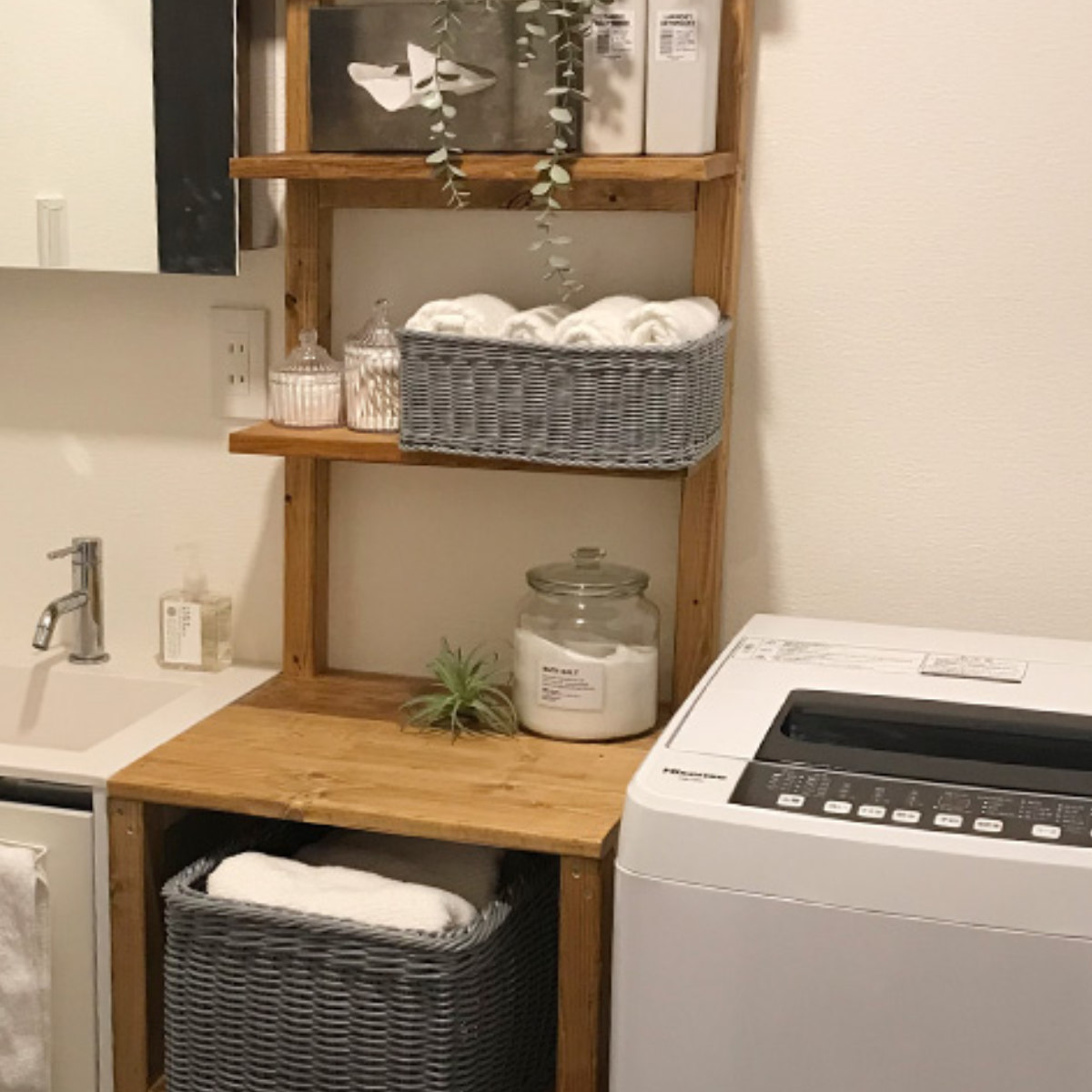 かご 洗える 抗菌素材 ドライヤー入れバスケット L KLEANE ( 手編み 収納 カゴ 水洗い 食洗機対応 レンジ対応 幅30×奥行20.5×高さ11cm 小物収納 収納かご キレーネ 小物入れ おしゃれ 丈夫 ハンドメイド リビング 洗面所 ) 【グレー】 グレー