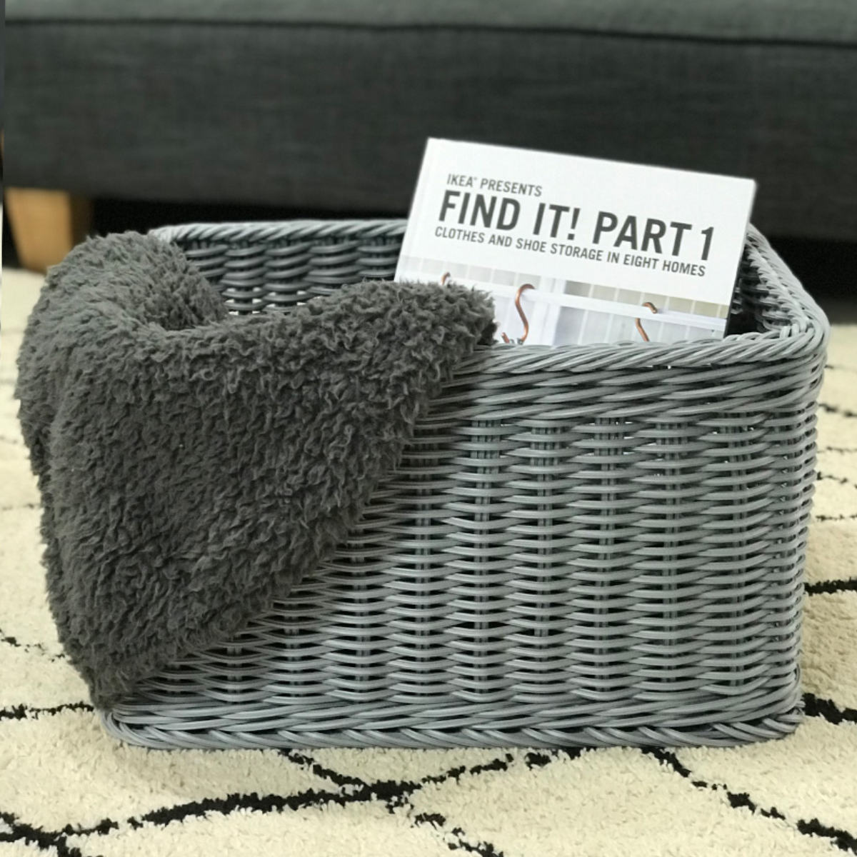 かご 洗える 抗菌素材 ストレージBOX S KLEANE ( 手編み 収納 カゴ 水洗い 食洗機対応 レンジ対応 幅36×奥行26×高さ19cm 小物収納 収納かご キレーネ 小物入れ おしゃれ 丈夫 ハンドメイド リビング 洗面所 キッチン ) 【ダークグレー】 ダークグレー