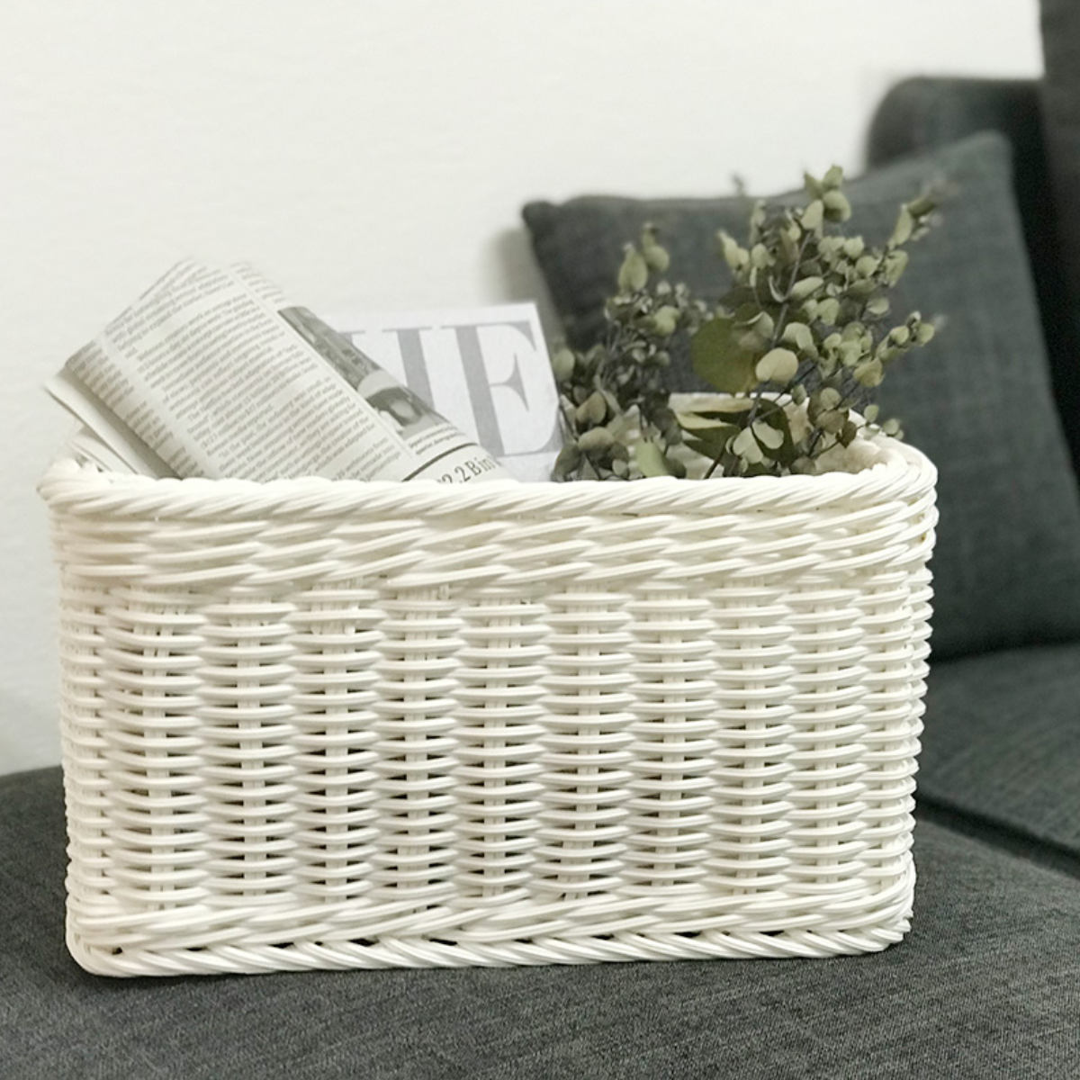 かご 洗える 抗菌素材 ストレージBOX S KLEANE ( 手編み 収納 カゴ 水洗い 食洗機対応 レンジ対応 幅36×奥行26×高さ19cm 小物収納 収納かご キレーネ 小物入れ おしゃれ 丈夫 ハンドメイド リビング 洗面所 キッチン ) 【ダークグレー】 ダークグレー