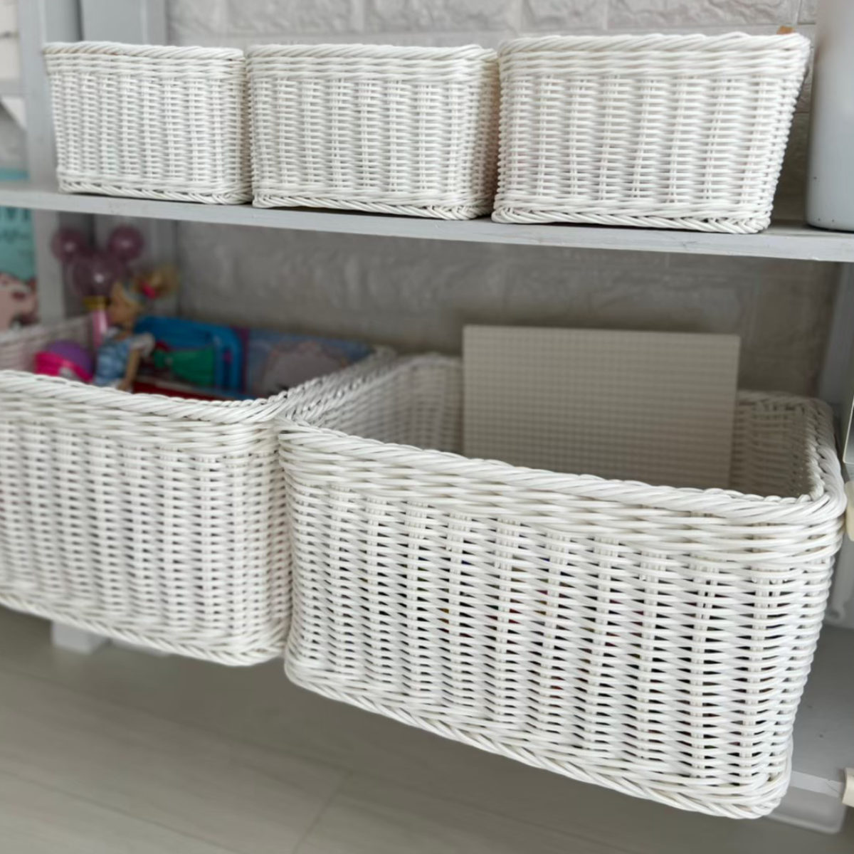 かご 洗える 抗菌素材 ストレージBOX L KLEANE ( 手編み 収納 カゴ 水洗い 食洗機対応 レンジ対応 幅41×奥行30×高さ23cm 小物収納 収納かご キレーネ 小物入れ おしゃれ 丈夫 ハンドメイド リビング 洗面所 キッチン ) 【ブラウン】 ブラウン