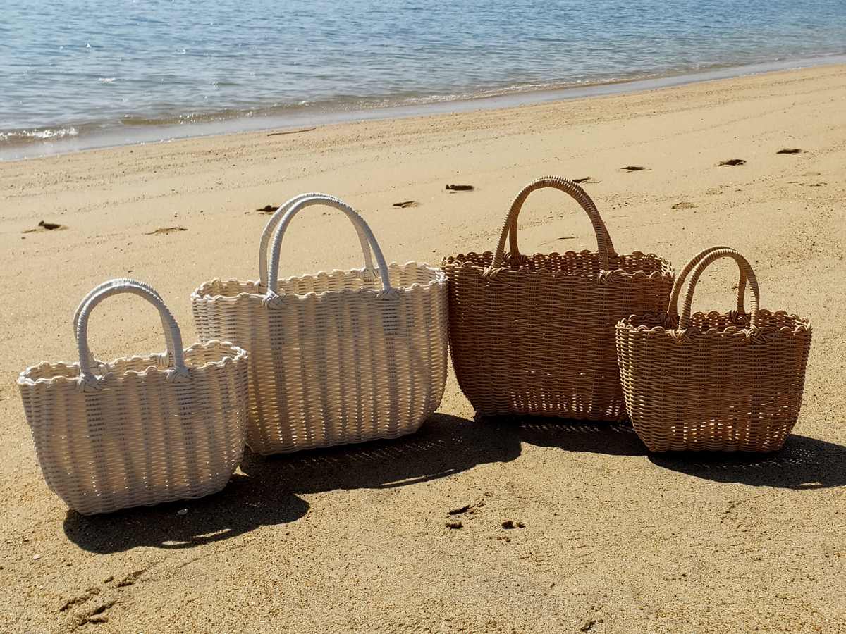 バスケット al.atte 客室用の洗える抗菌湯かごL ナチュラル ( バッグ 鞄 小物入れ カゴバッグ かご トートバッグ 温泉バッグ 銭湯 湯カゴ カゴ 籠 手提げ 丸洗い 抗菌 カバン 天然素材風 プラスチック製 手編み )