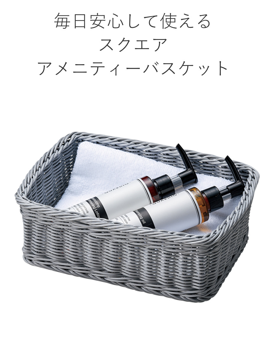 かご KLEANE PLUS 洗える 抗菌素材 スクエア アメニティーバスケット S ( 手編み 収納 カゴ 水洗い 食洗機対応 レンジ対応 幅25×奥行17.5×高さ9cm キレーネ 小物入れ おしゃれ 丈夫 ハンドメイド 小物収納 収納かご ) 【ベージュ】 ベージュ