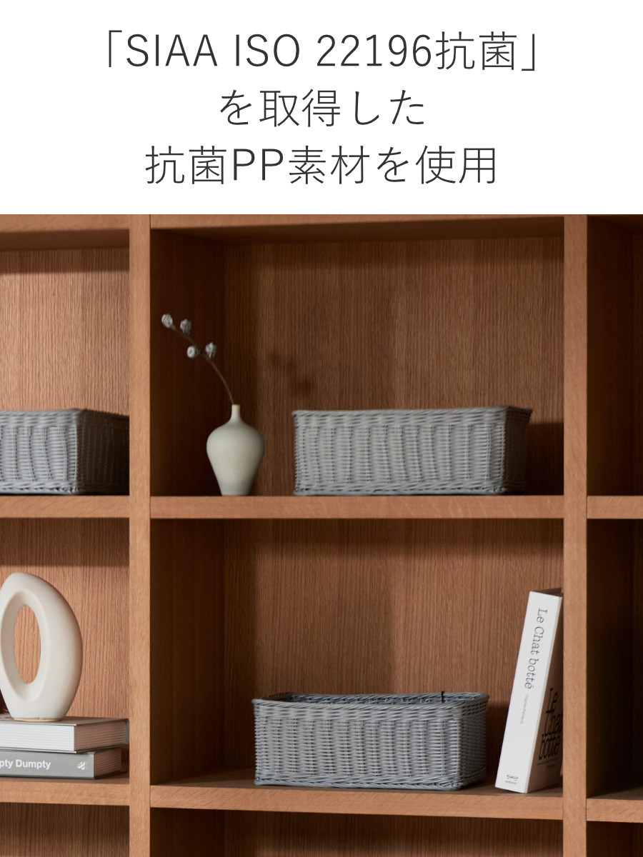 かご KLEANE PLUS 洗える 抗菌素材 スクエア アメニティーバスケット S ( 手編み 収納 カゴ 水洗い 食洗機対応 レンジ対応 幅25×奥行17.5×高さ9cm キレーネ 小物入れ おしゃれ 丈夫 ハンドメイド 小物収納 収納かご ) 【ベージュ】 ベージュ