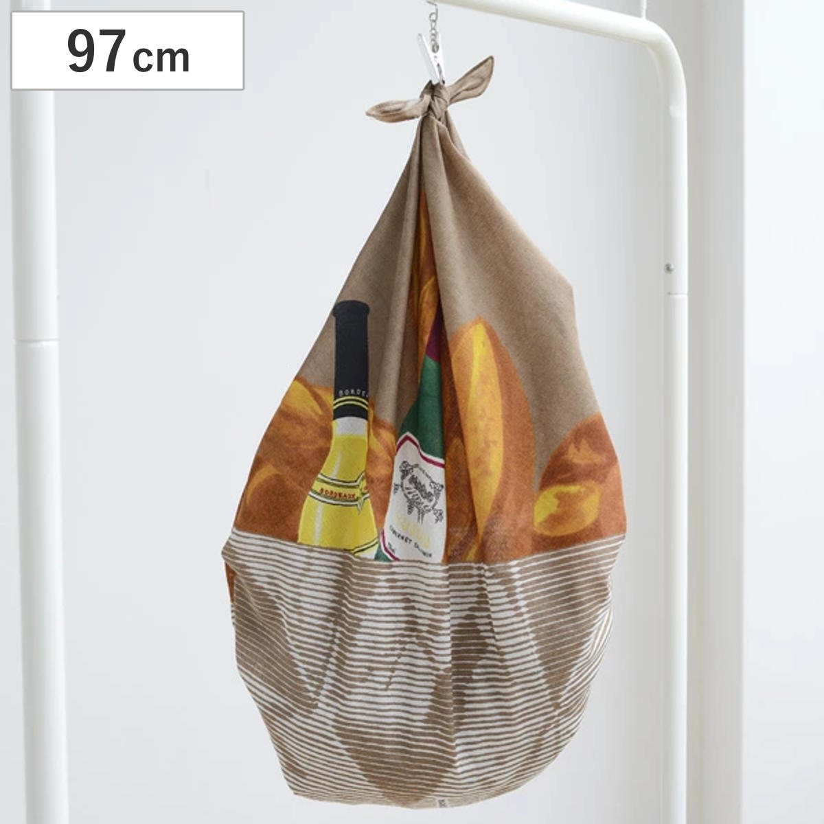 風呂敷 97cm 浅山美里綿二四巾ふろしき パンとワイン 綿100％ 日本製 （ ふろしき 風呂敷き 大判風呂敷 包み 収納 持ち運び おしゃれ 大判 バッグ リュック 包み両面 エコバッグ ドロップバッグ パン ワイン テーブルクロス ）