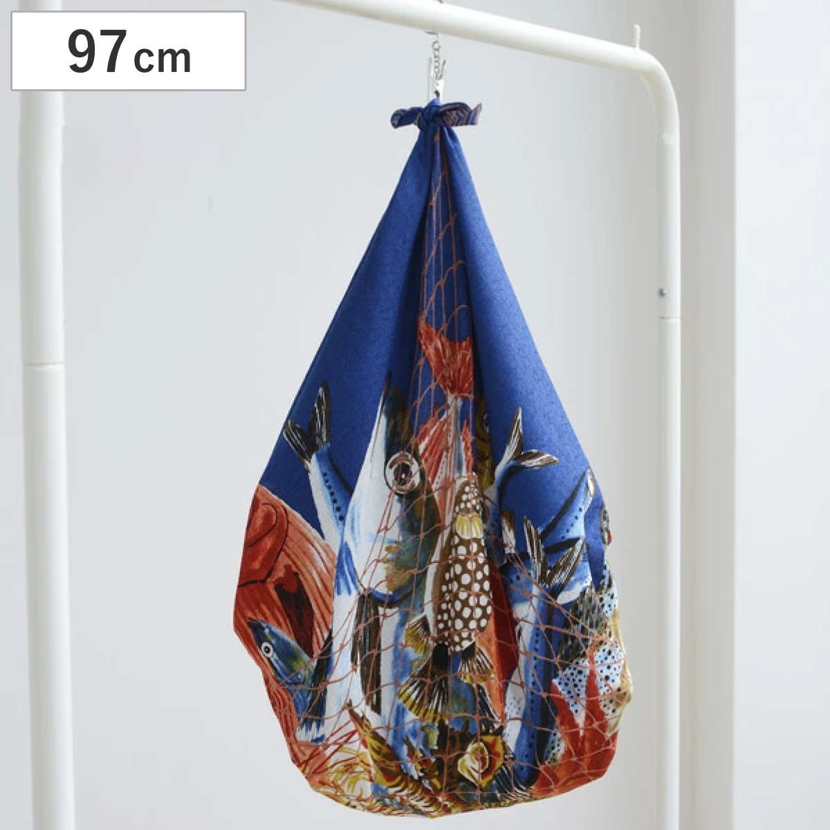 風呂敷 97cm 浅山美里綿二四巾ふろしき シーハーベスト 綿100％ 日本製 （ ふろしき 風呂敷き 大判風呂敷 包み 収納 持ち運び おしゃれ 大判 バッグ リュック 包み両面 エコバッグ ドロップバッグ 海の幸 魚 ）