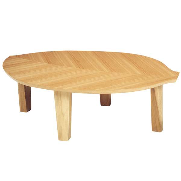 座卓 ローテーブル 木製 葉の国 木の葉型 幅120cm （ ニレ 突板仕上げ