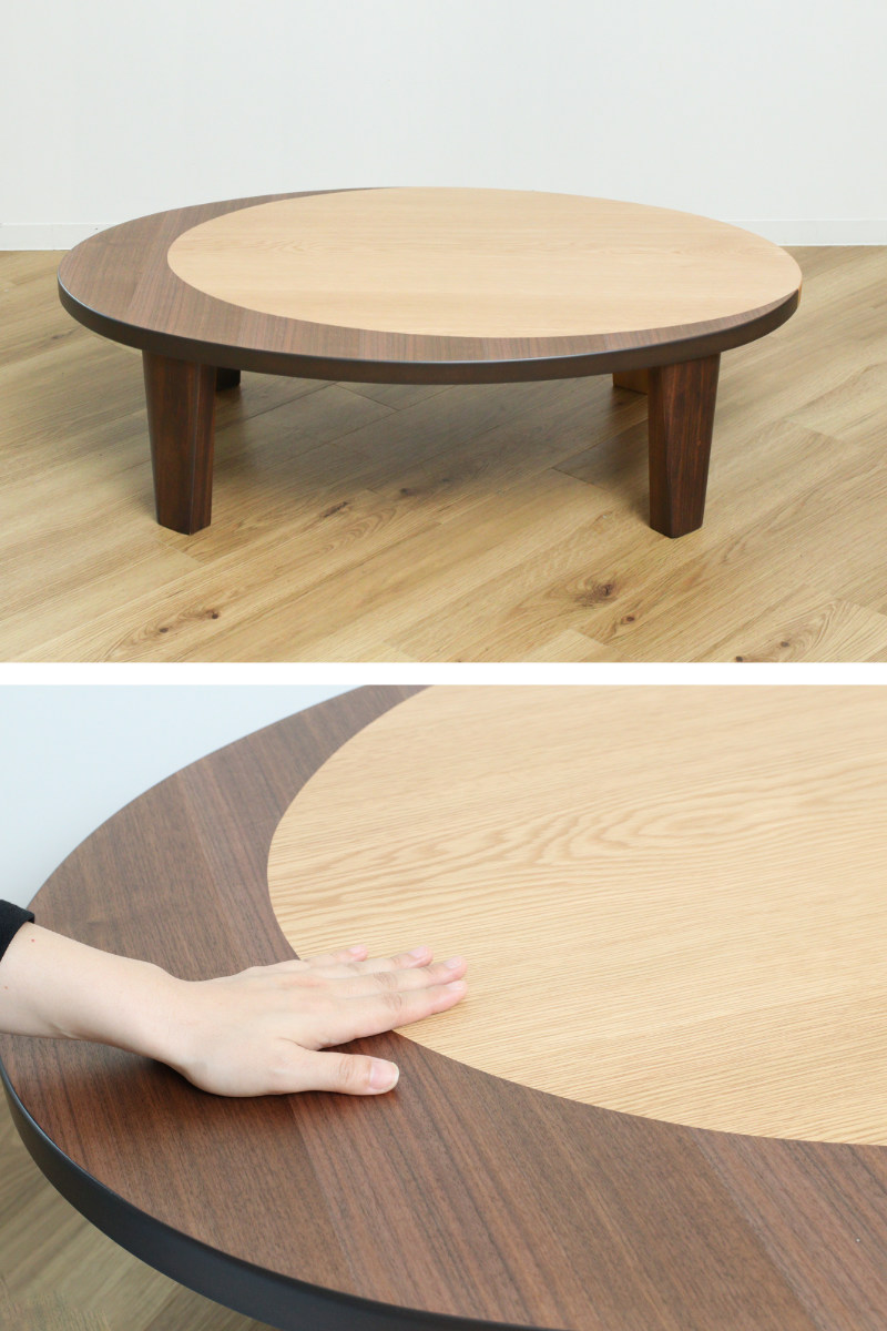 座卓 幅120cm オーバル型 折れ脚 クラン 木製 完成品 日本製