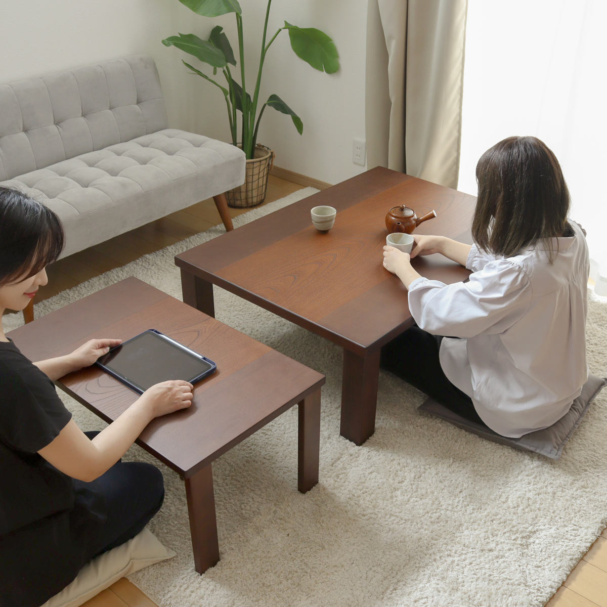 ローテーブル 折りたたみ 角型 ミニテーブル付 小春 （ センター