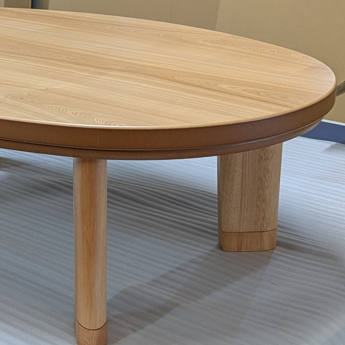 座卓 幅150cm 継脚付き 家具調こたつ 楕円 タモ 木製 日本製 ( こたつ コタツ こたつテーブル 丸 高さ調節 継ぎ足 34.5cm 38.5cm 天然木 突板 完成品 リビングテーブル ローテーブル 炬燵 1年中 使える 和風 ちゃぶ台 )