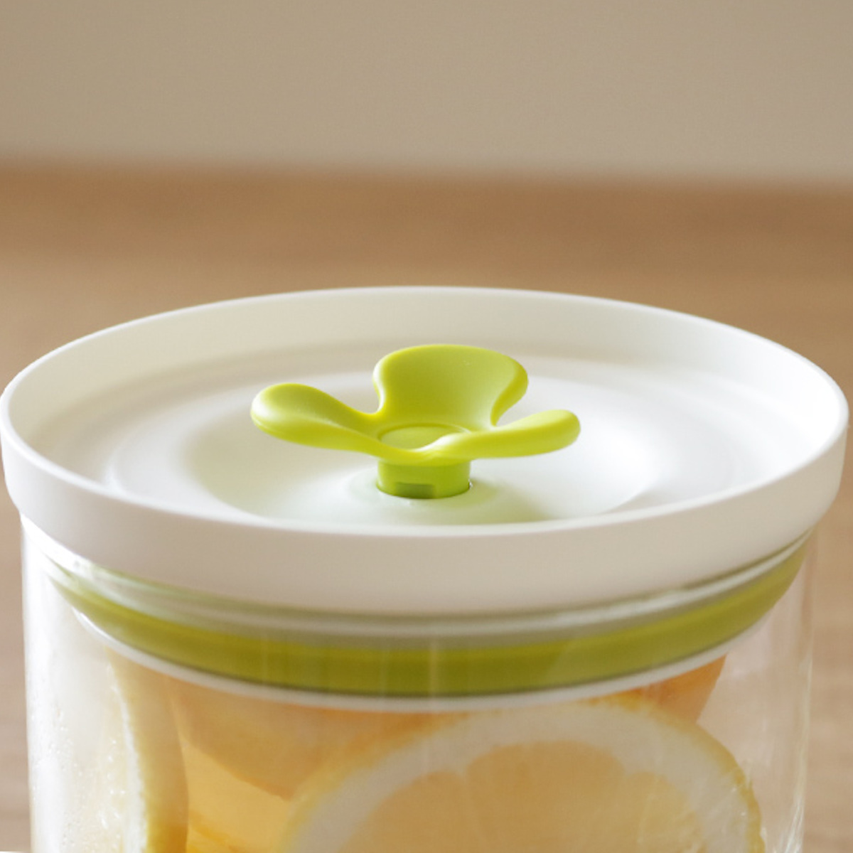 保存容器 キッチン マイデリカ キーパー S 380ml ( 保存 ガラス 容器 キャニスター 密閉 保存瓶 丸型 ガラス保存容器 フードストッカー 液体 透明 蓋 バルブ付き パッキン ガラスポット 作り置き 冷蔵庫 0.38L ) 【ブラウン】 ブラウン