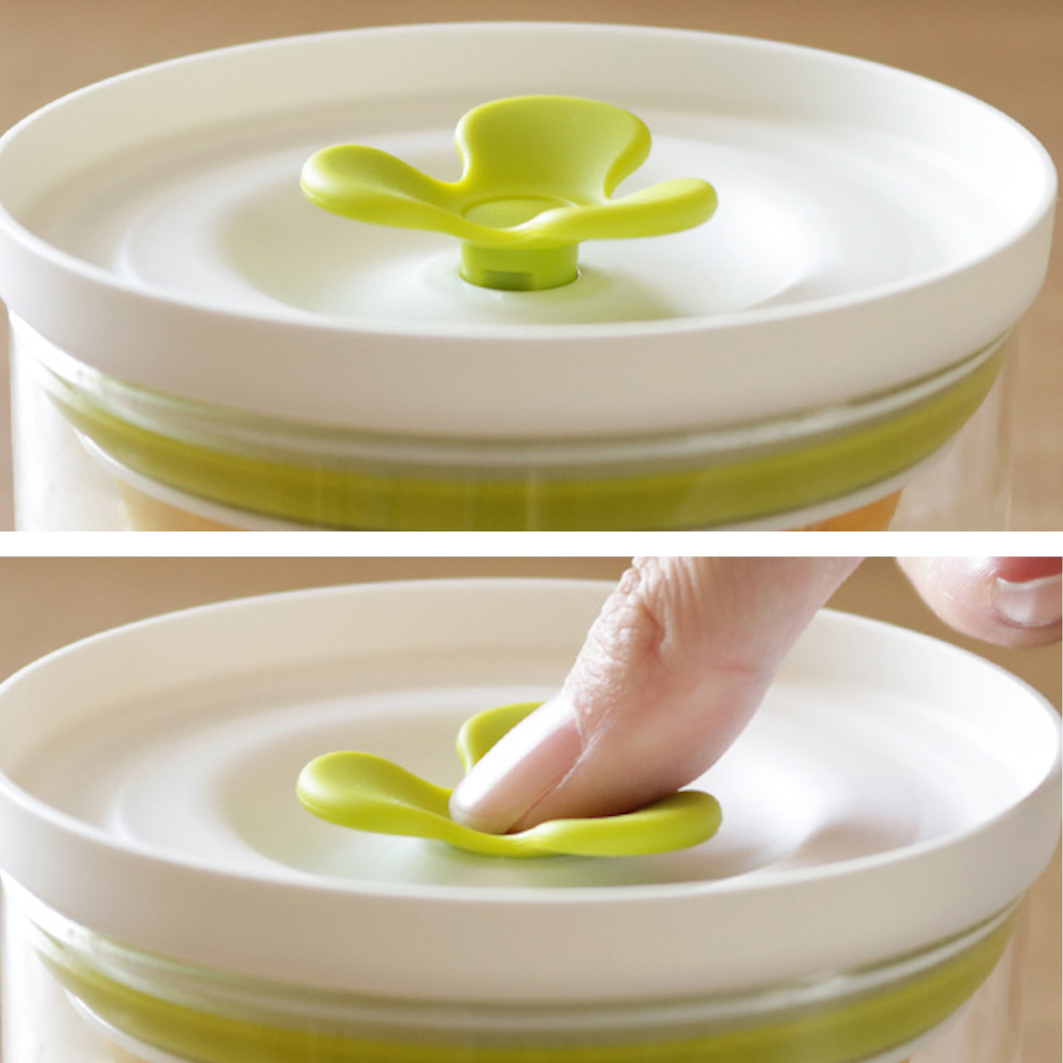 保存容器 キッチン マイデリカ キーパー S 380ml ( 保存 ガラス 容器 キャニスター 密閉 保存瓶 丸型 ガラス保存容器 フードストッカー 液体 透明 蓋 バルブ付き パッキン ガラスポット 作り置き 冷蔵庫 0.38L ) 【ブラウン】 ブラウン