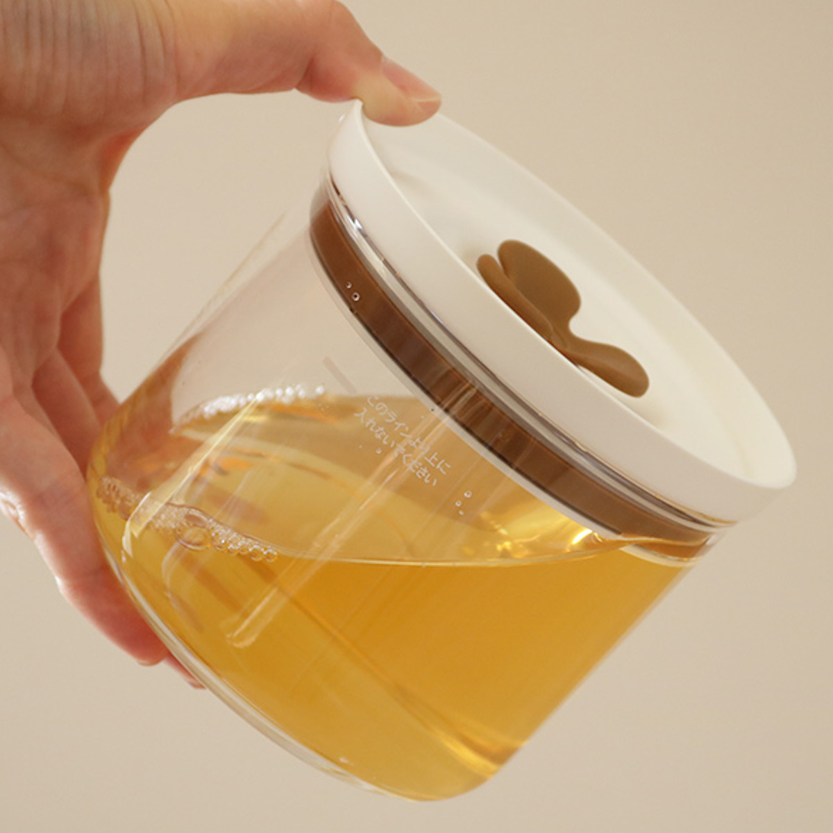 保存容器 キッチン マイデリカ キーパー S 380ml ( 保存 ガラス 容器 キャニスター 密閉 保存瓶 丸型 ガラス保存容器 フードストッカー 液体 透明 蓋 バルブ付き パッキン ガラスポット 作り置き 冷蔵庫 0.38L ) 【ブラウン】 ブラウン