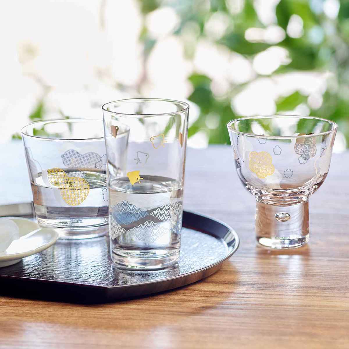 グラス 150ml 和紋 ガラス （ ガラスコップ コップ カップ ガラス製 食器 アイスコーヒー アイスティー お酒 お茶 水 ジュース シンプル  おしゃれ 箱入り ）
