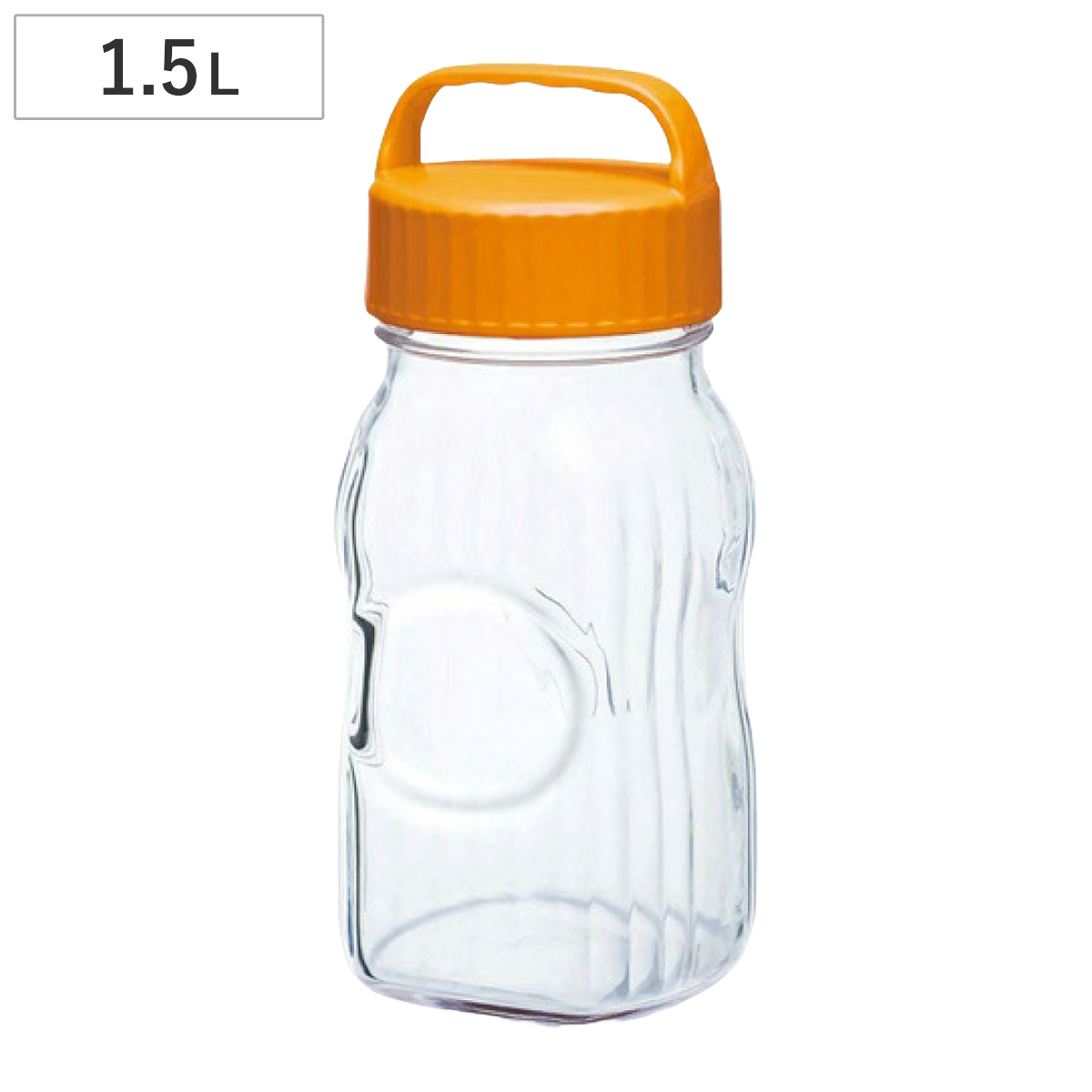 保存瓶 フルーツシロップ瓶 1500ml ( ガラス 密閉 取っ手付き 保存びん 梅酒びん 梅酒ビン 梅酒容器 漬物容器 漬け物容器 小出し ガラス製 つけもの容器 保存 瓶 梅干し 漬け物 冷蔵庫 日本製 1.5L )