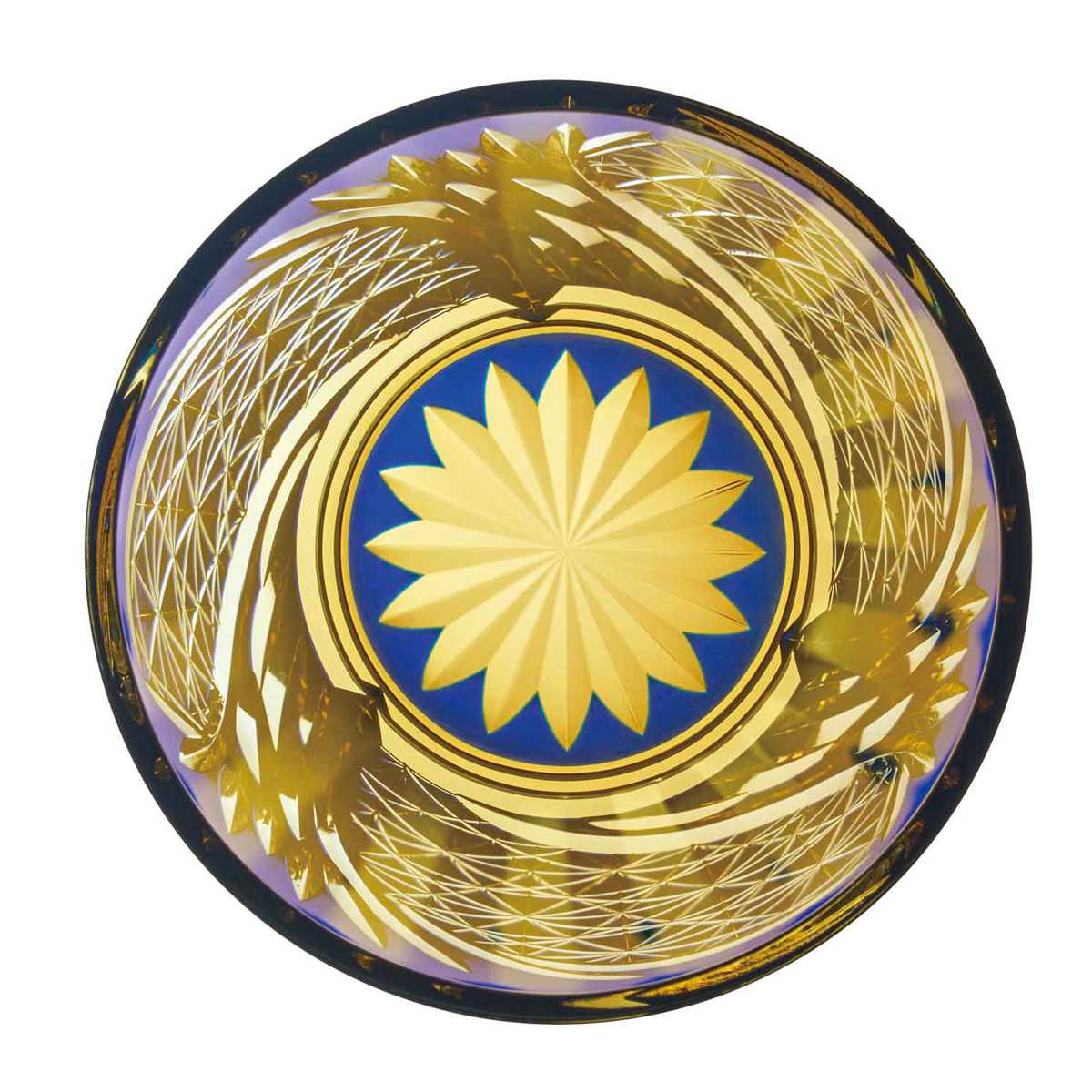 グラス 八千代切子 六角菊繋ぎろっかくきくつなぎ オンザロック ( 酒器 酒 お酒 コップ タンブラー 255ml クリスタル 専用木箱付き 上質 高級感 ハンドメイド ) 【瑠璃】 瑠璃
