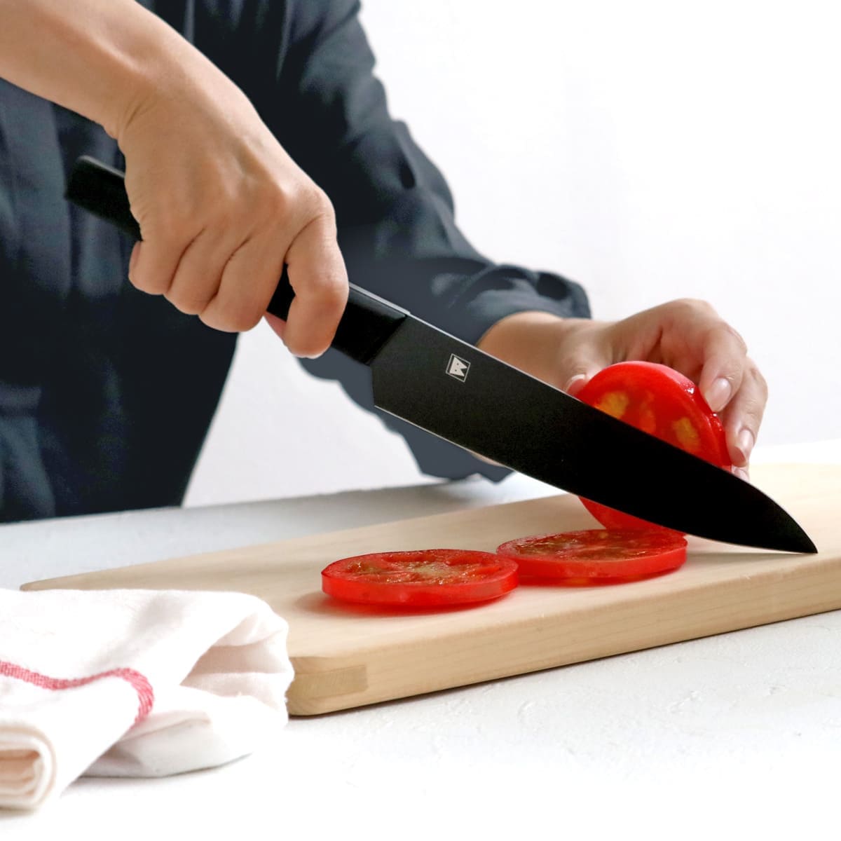 三徳包丁 牛刀 ペティナイフ 3点セット バイアキッチンブラック ( 包丁 セット 刃渡り 17cm 18cm 13.5cm 黒 ブラック ステンレス製 料理包丁 ナイフ ほうちょう 庖丁 三徳庖丁 牛刀庖丁 シェフナイフ 果物包丁 キッチンナイフ )