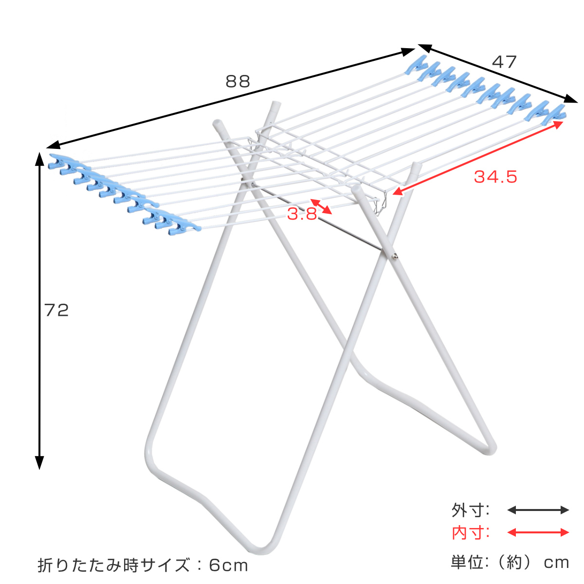 物干し 室内 スタンド物干しE20 DX ( タオル干し 洗濯 スタンド 折りたたみ 省スペース 20枚 タオル 平干し タオルハンガー ハンガーラック クリップ付 フェイスタオル ) 【ホワイト×ブラック】 ホワイト×ブラック