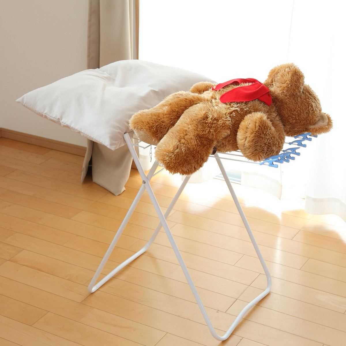 物干し 室内 スタンド物干しE20 DX ( タオル干し 洗濯 スタンド 折りたたみ 省スペース 20枚 タオル 平干し タオルハンガー ハンガーラック クリップ付 フェイスタオル ) 【ホワイト×ブラック】 ホワイト×ブラック