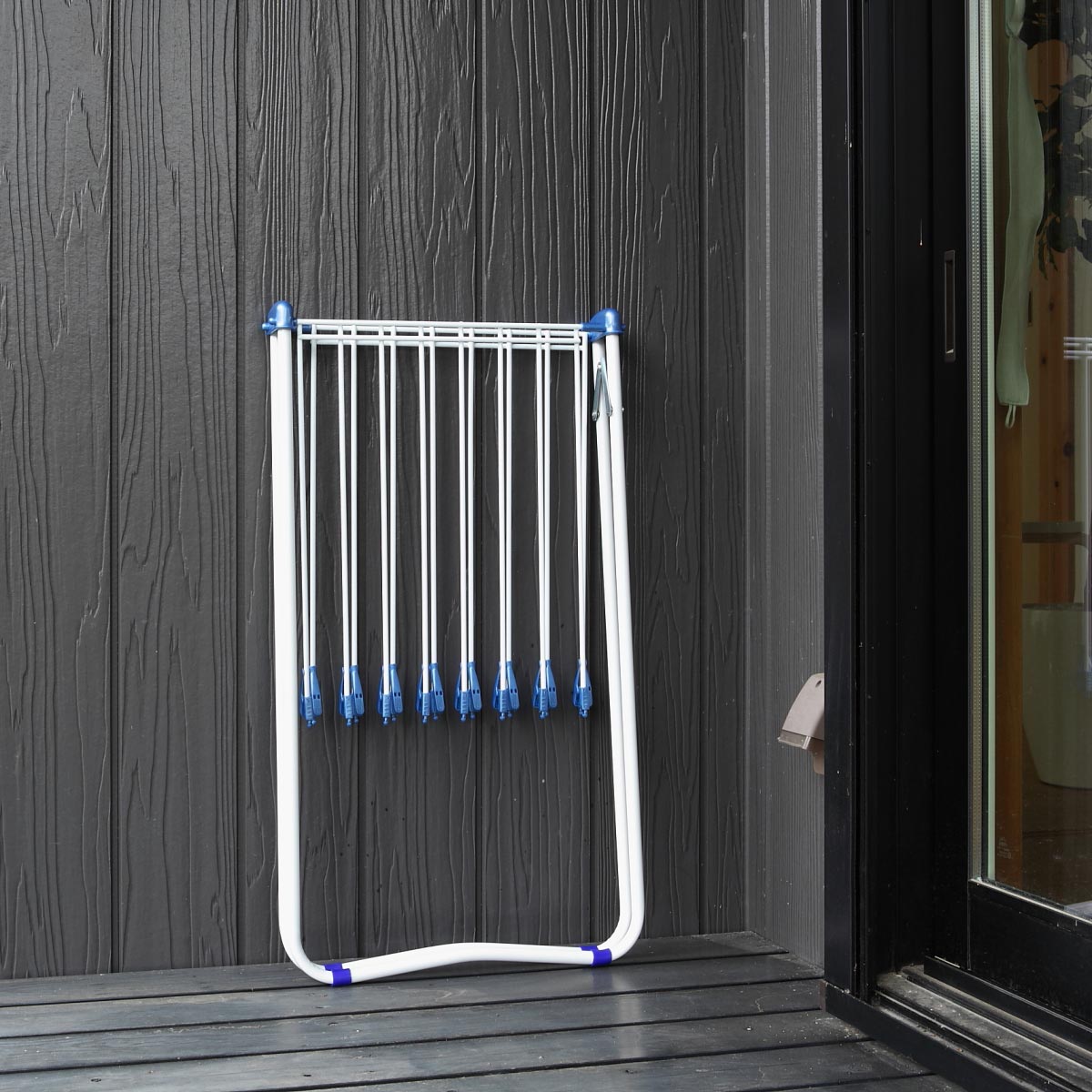 物干しスタンド 45 室内物干し クリップ付き 16枚掛け 折りたたみ式 ( スタンド物干 洗濯物干し 物干しハンガー タオル干し 物干し 洗濯 部屋干し 省スペース コンパクト タオル 平干し タオルハンガー ハンガーラック クリップ付 ) 【ブルー】 ブルー