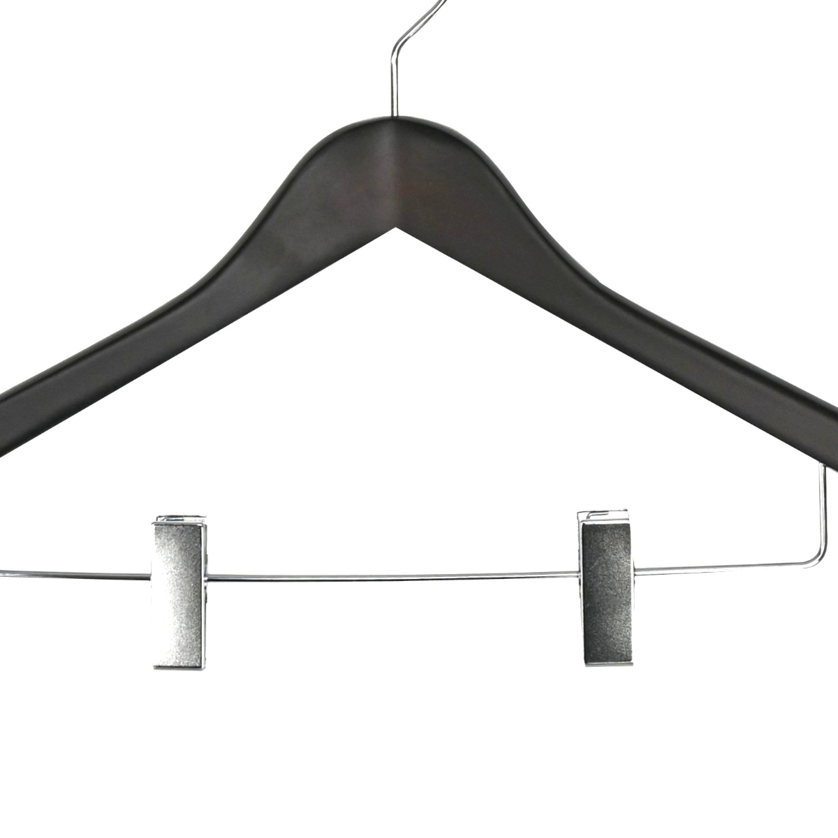 ハンガー 木製ハンガー クリップ付 5本組 ( スーツハンガー 木製 5本セット クリップ付き 滑り止め 薄型 フォーマルハンガー 洋服ハンガー 5本 ボトム用 クリップ 天然木 回転フック ) 【クリア】 クリア