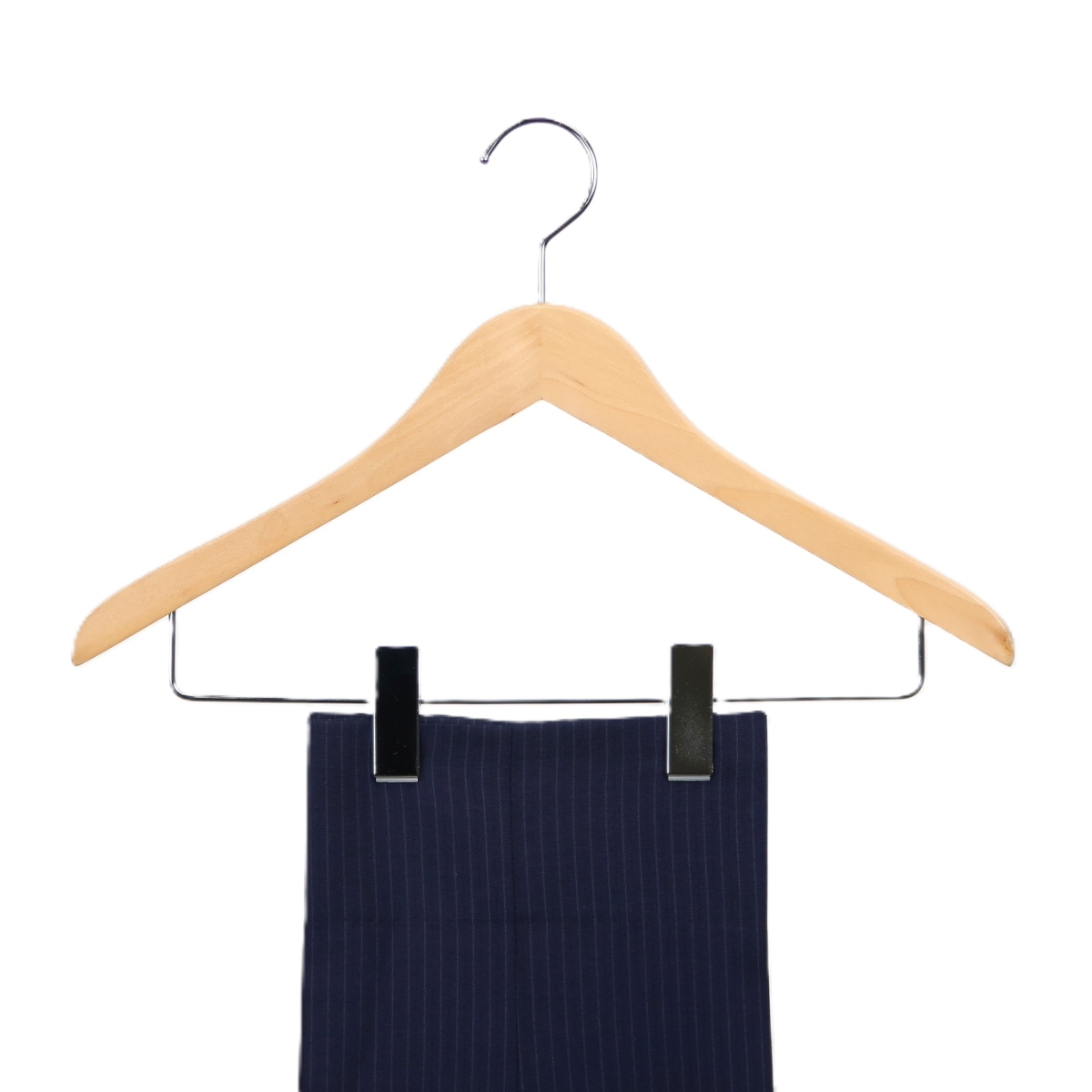 ハンガー 木製ハンガー クリップ付 5本組 ( スーツハンガー 木製 5本セット クリップ付き 滑り止め 薄型 フォーマルハンガー 洋服ハンガー 5本 ボトム用 クリップ 天然木 回転フック ) 【クリア】 クリア