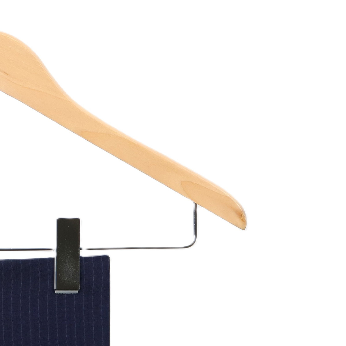 ハンガー 木製ハンガー クリップ付 5本組 ( スーツハンガー 木製 5本セット クリップ付き 滑り止め 薄型 フォーマルハンガー 洋服ハンガー 5本 ボトム用 クリップ 天然木 回転フック ) 【クリア】 クリア