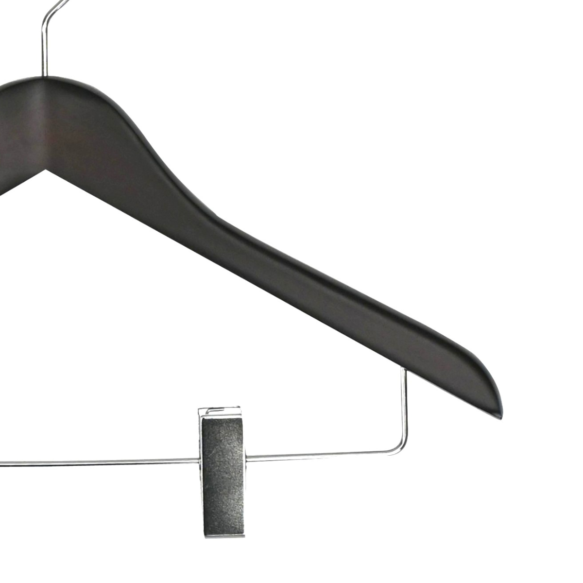 ハンガー 木製ハンガー クリップ付 5本組 ( スーツハンガー 木製 5本セット クリップ付き 滑り止め 薄型 フォーマルハンガー 洋服ハンガー 5本 ボトム用 クリップ 天然木 回転フック ) 【クリア】 クリア