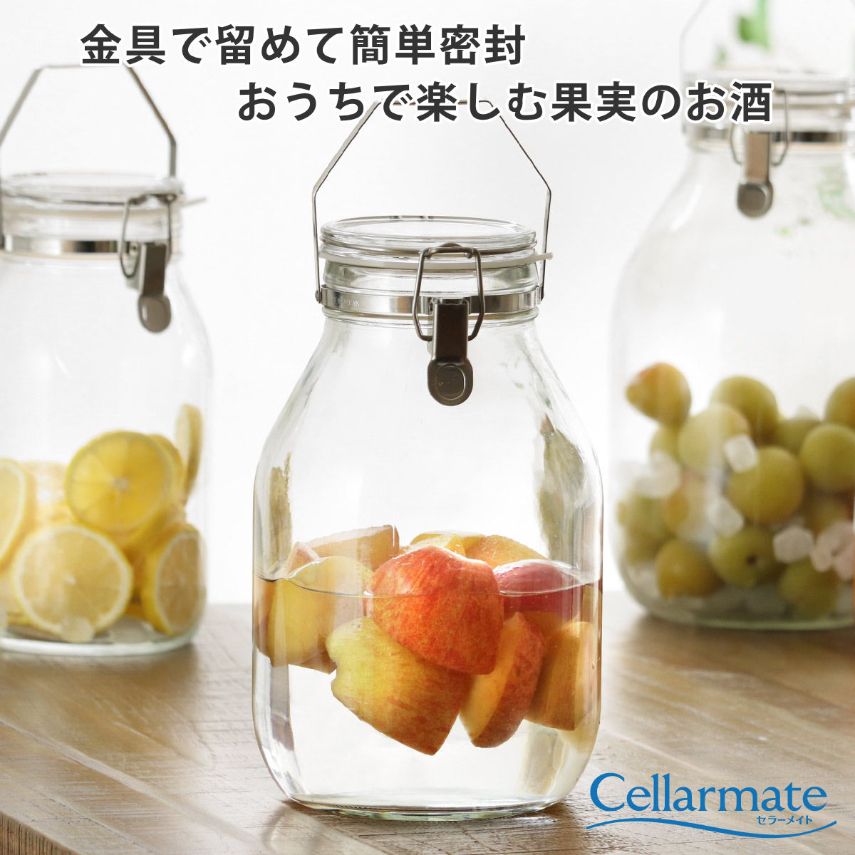 果実酒びん 3L 取手付密封びん セラーメイト （ 日本製 ガラス