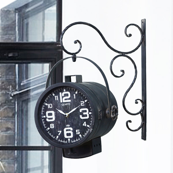 掛け時計 ウォールクロック アンティーク ブラック 幅39cm